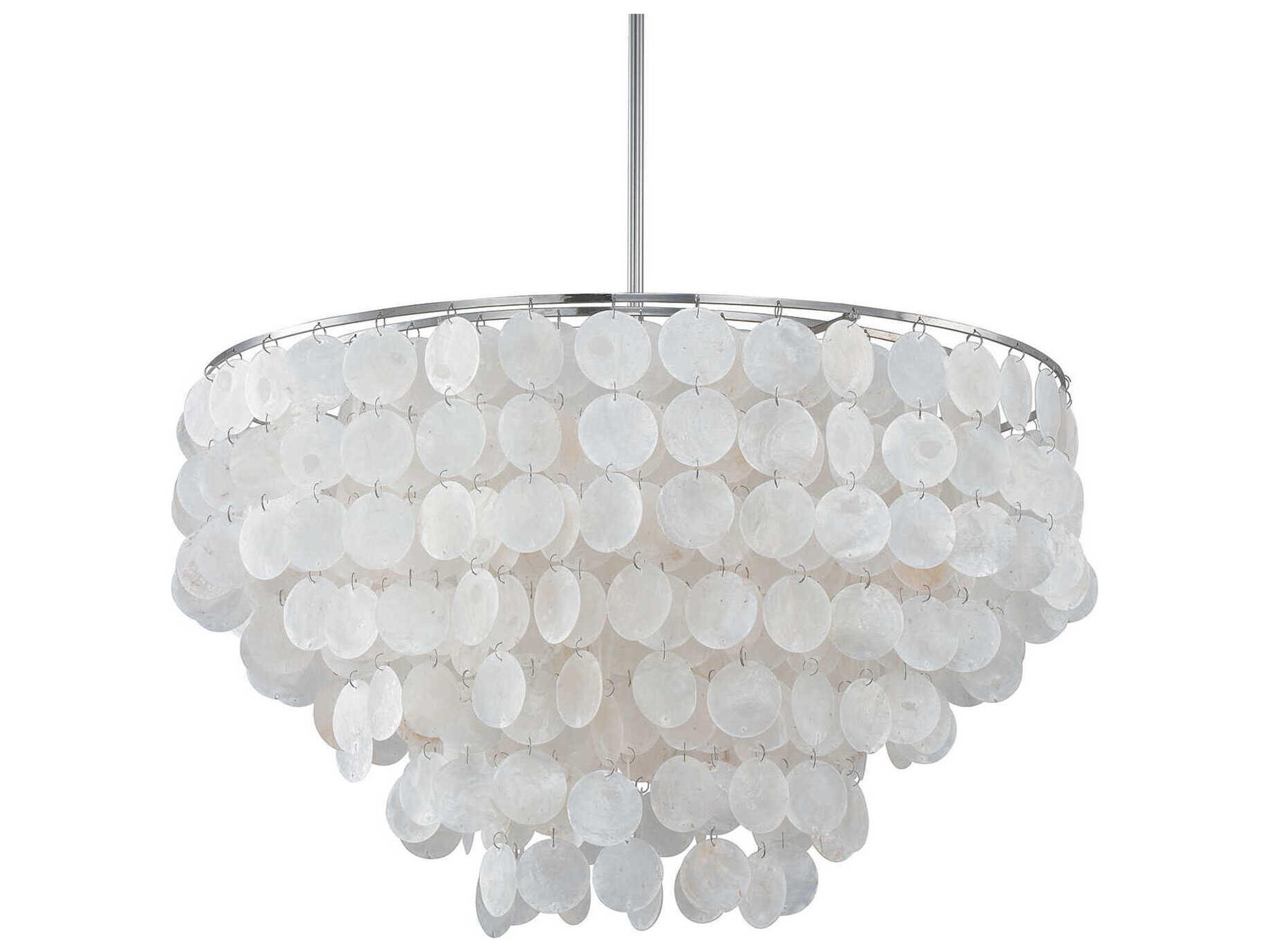 Capital Lighting Shelby 6-Light Polished Nickel White Drum Pendant
