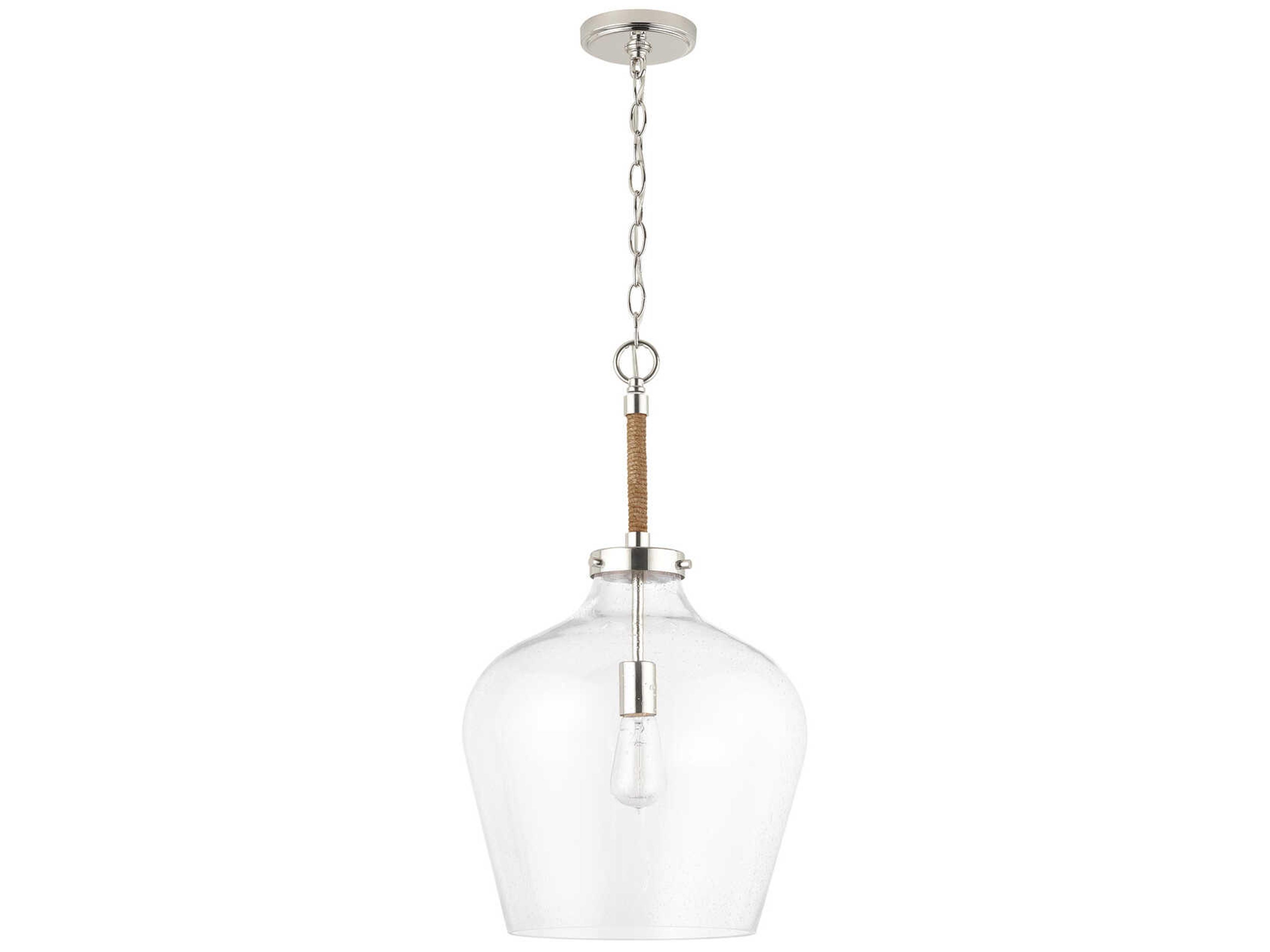 Capital Lighting Boland 1-Light Polished Nickel Glass Bell Pendant