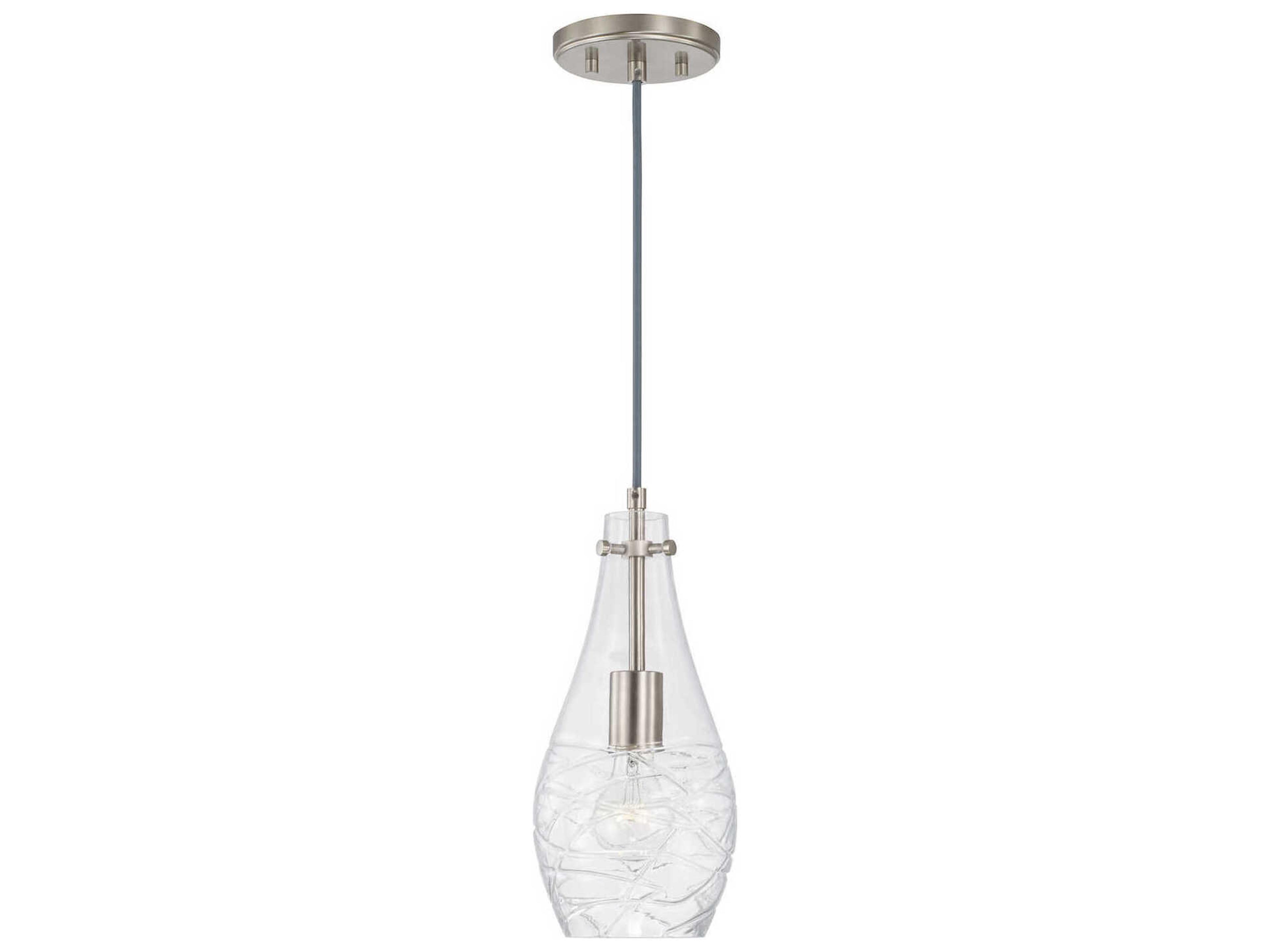 Capital Lighting Kier 1-Light Brushed Nickel Glass Bell Mini Pendant
