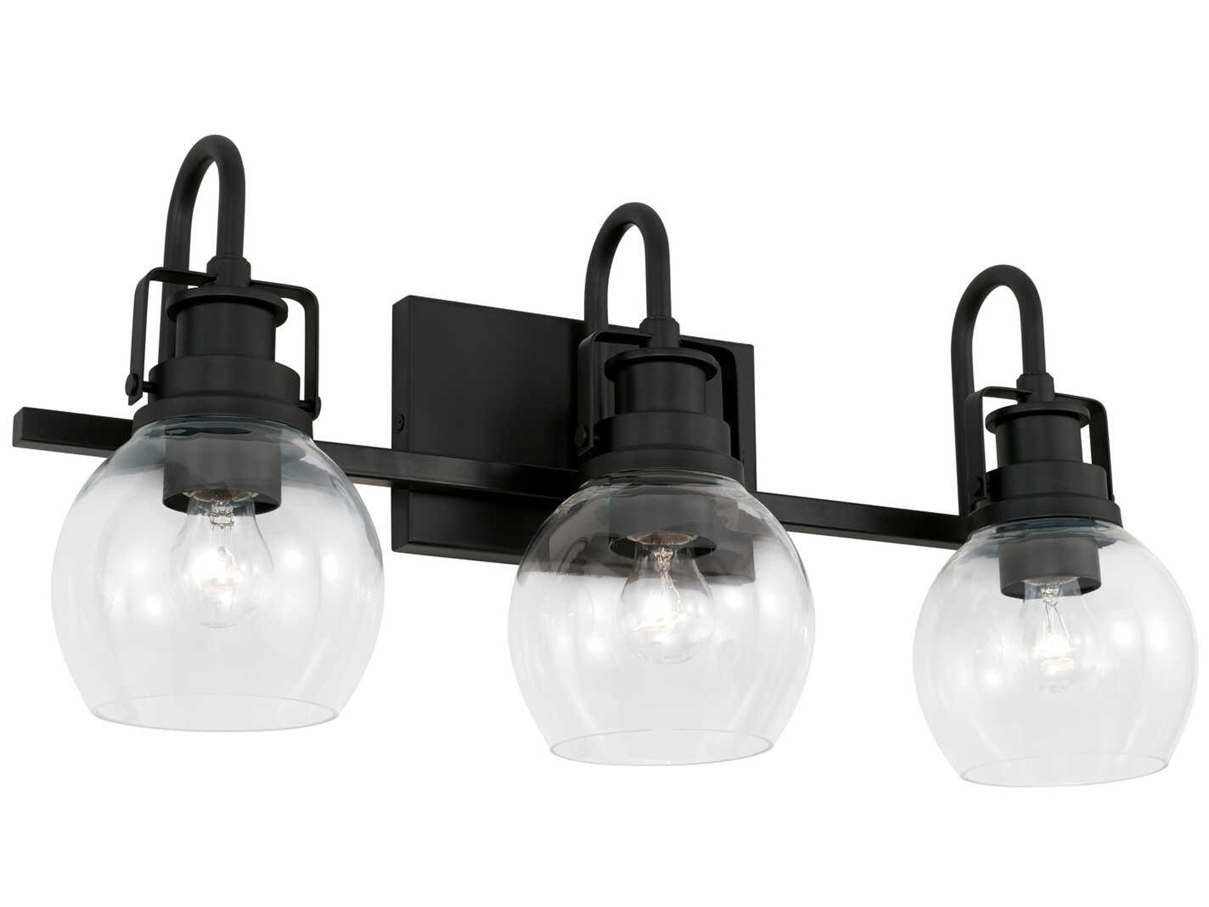 Capital Lighting Buxton 3-Light Matte Black Glass Vanity Light