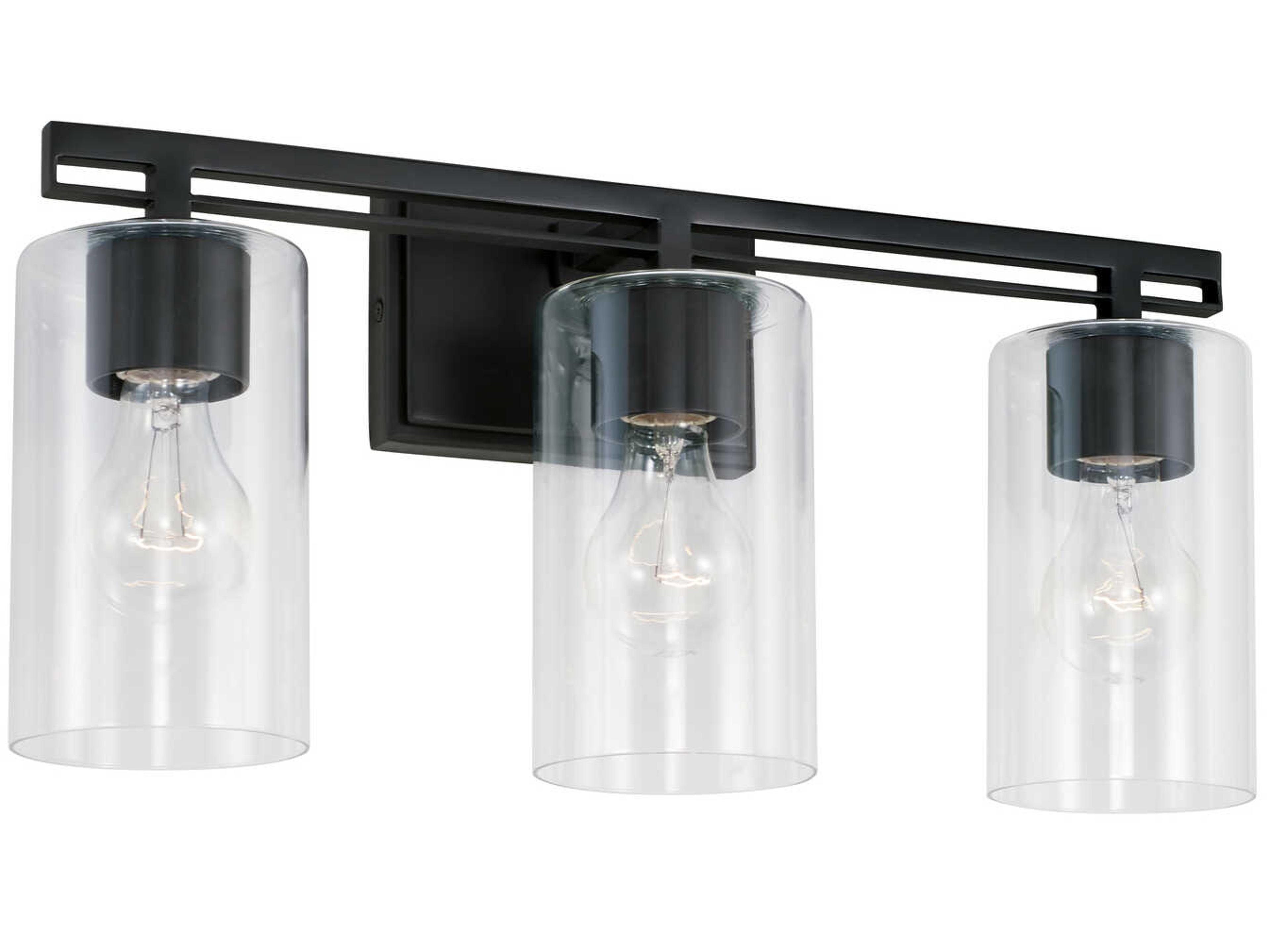 Capital Lighting Shelton 3-Light Matte Black Glass Vanity Light