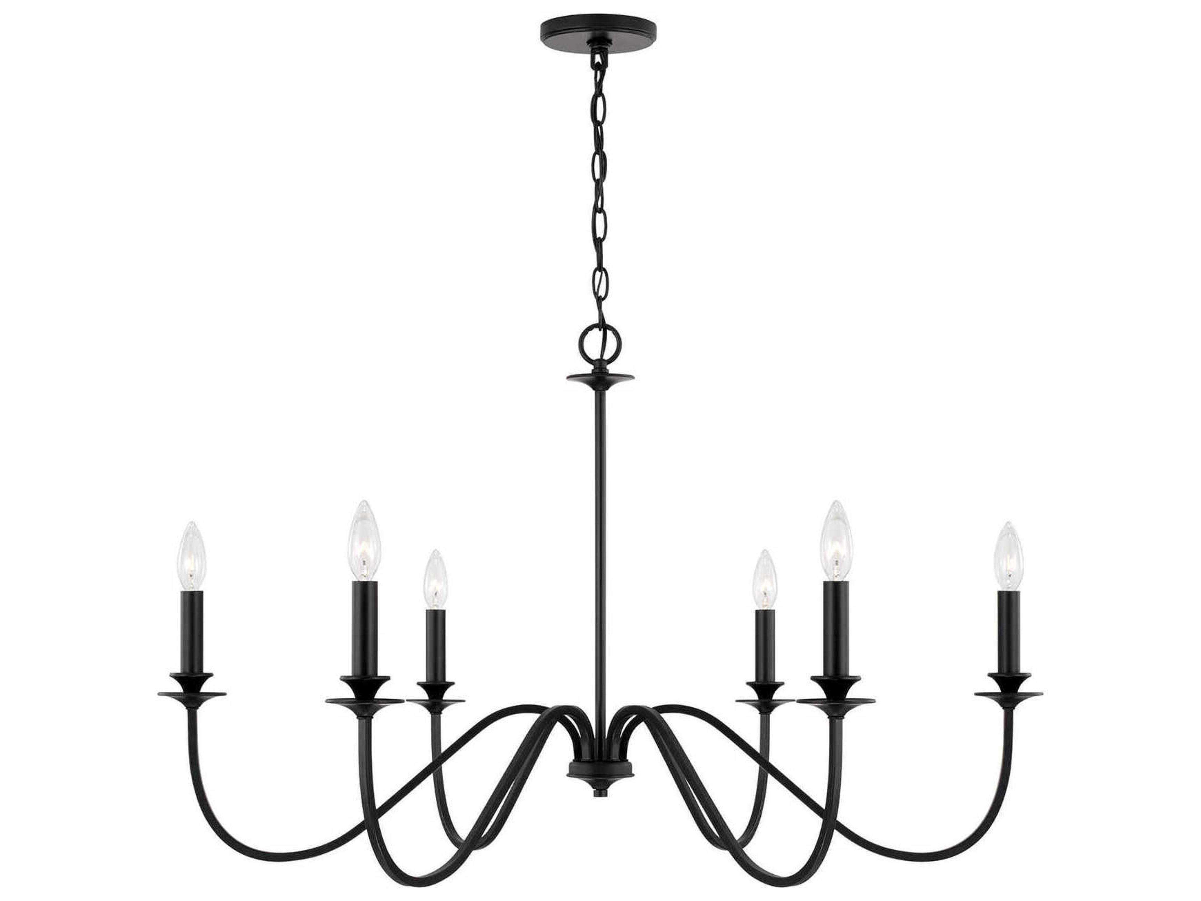Capital Lighting Weston 6-Light Matte Black Candelabra Chandelier