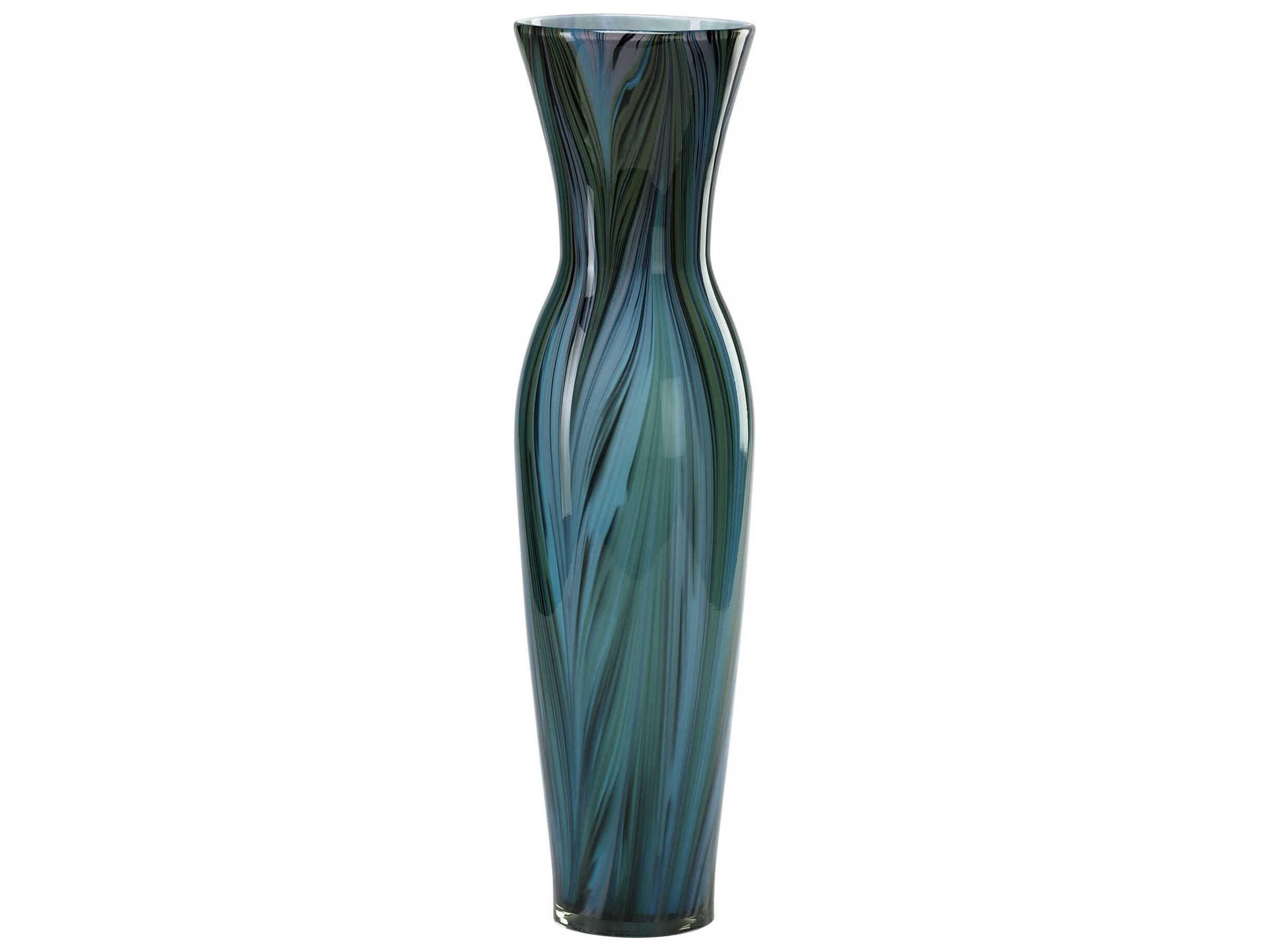 Cyan Design Multi Colored Blue Peacock Feather Vase