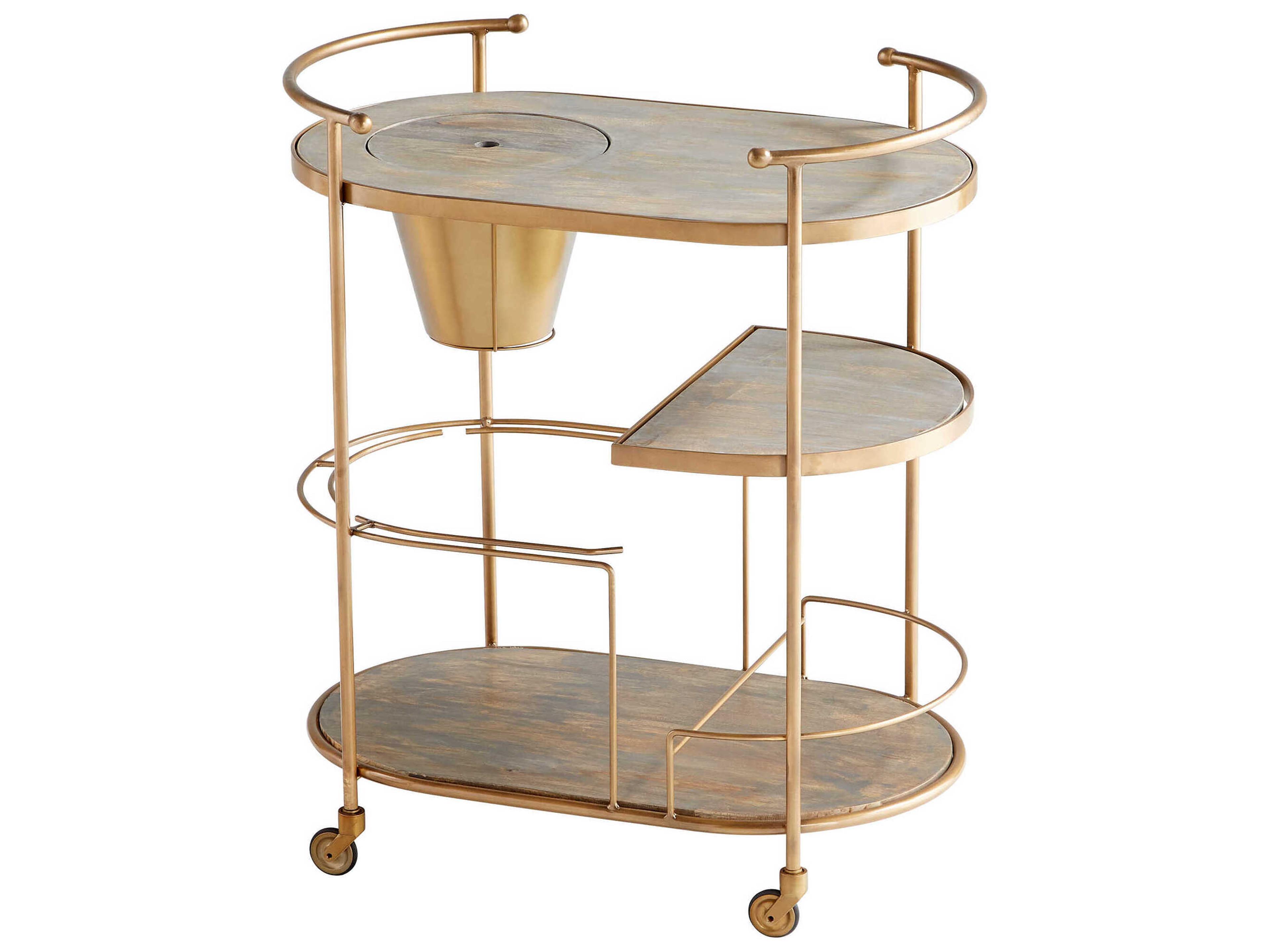 Cyan Design Barcraft Wood Antique Brass Bar Cart