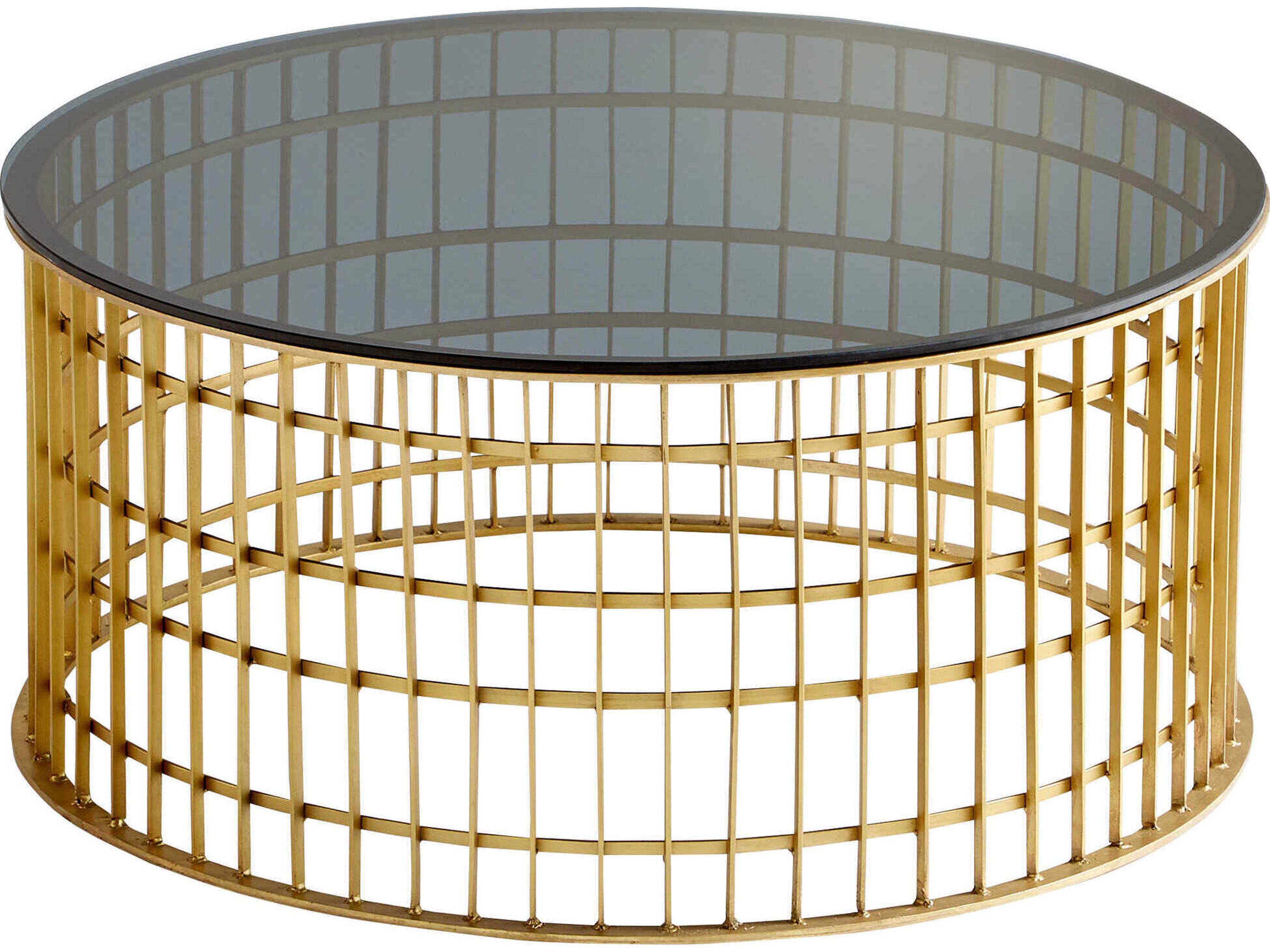Cyan Design Round Glass Antique Brass Coffee Table