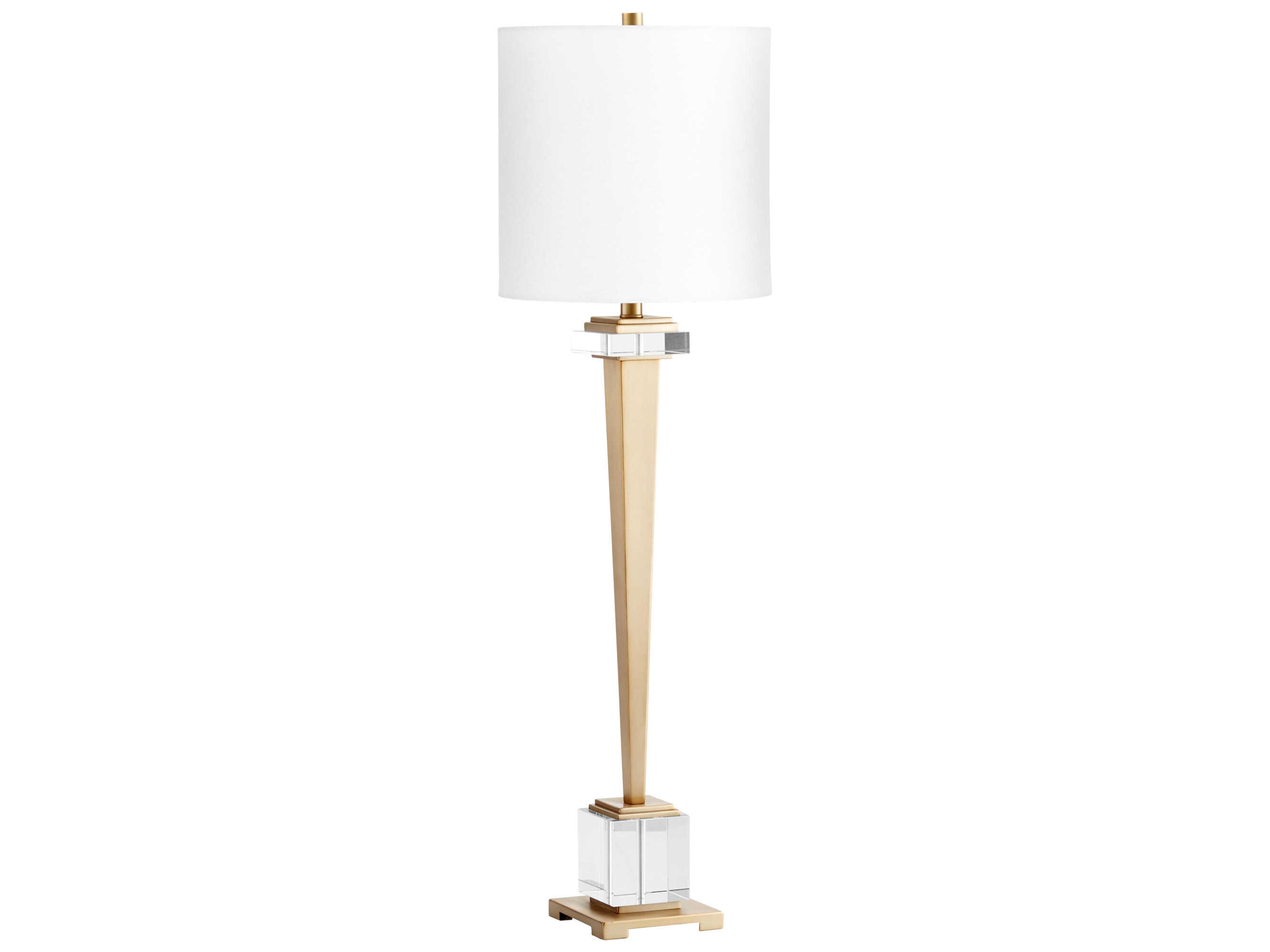 Cyan Design Statuette Brass Off White Linen Shade And Liner Crystal Buffet Lamp