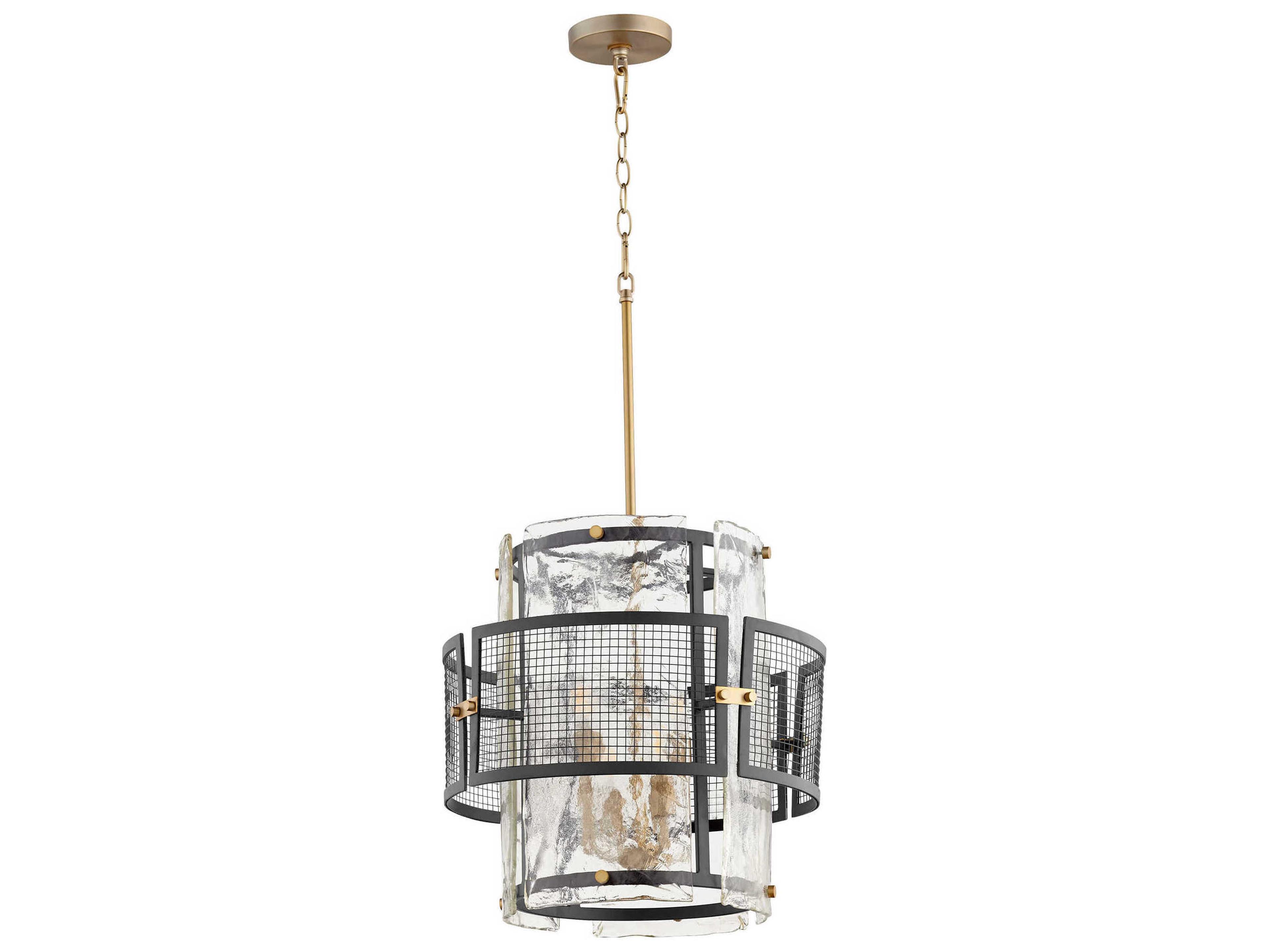 Cyan Design 4-Light Noir Aged Brass Black Glass Candelabra Chandelier