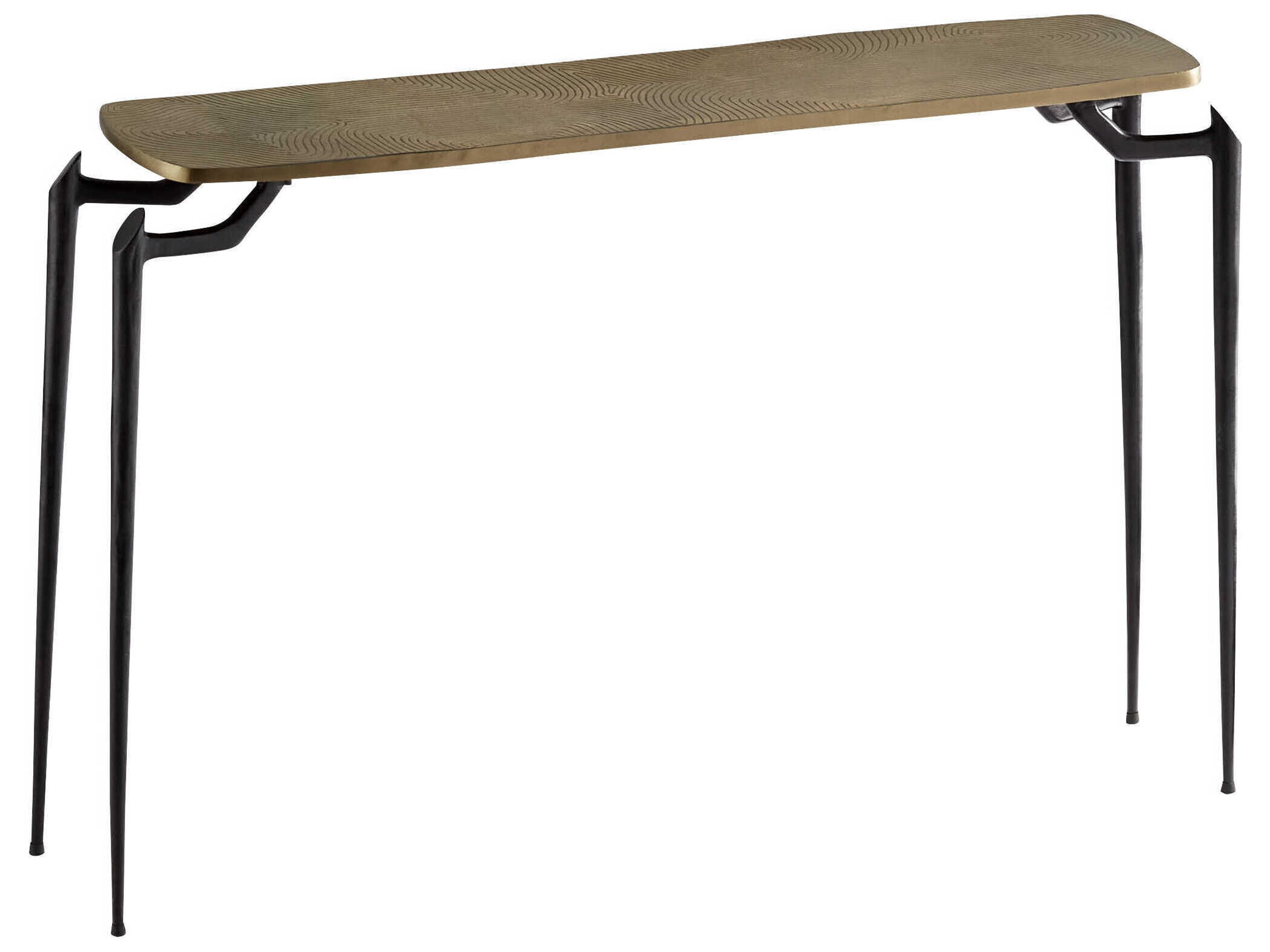 Cyan Design Rectangular Metal Gold Black Console Table
