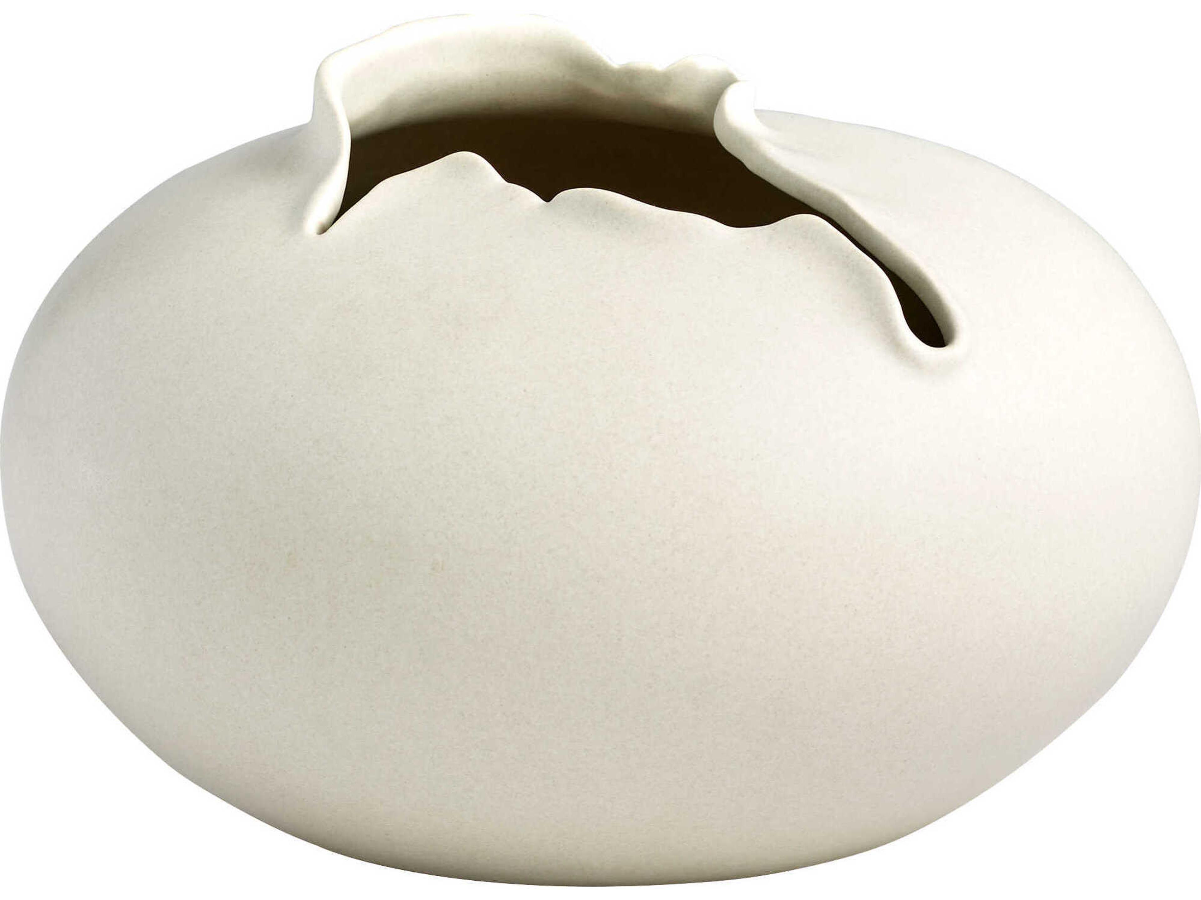 Cyan Design Off White Glaze Tambora Vase