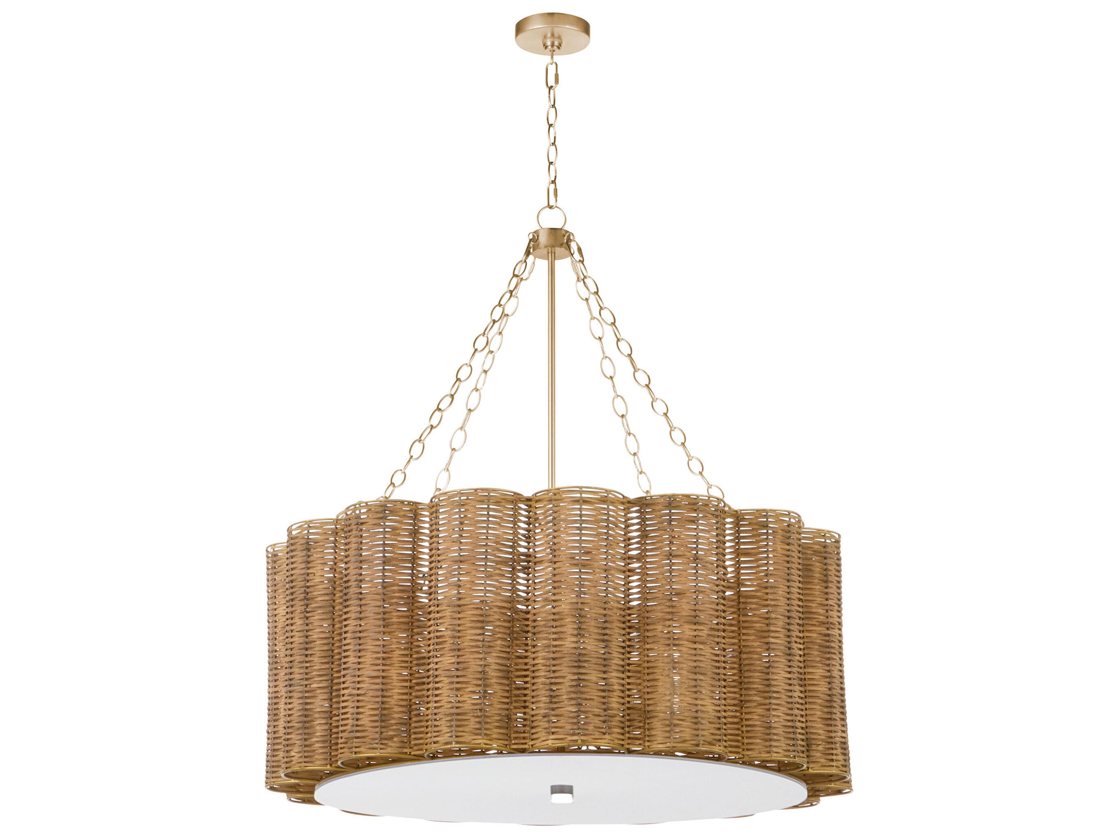 Cyan Design Boracay 6-Light Natural Cane Antique Brass Brown Pendant