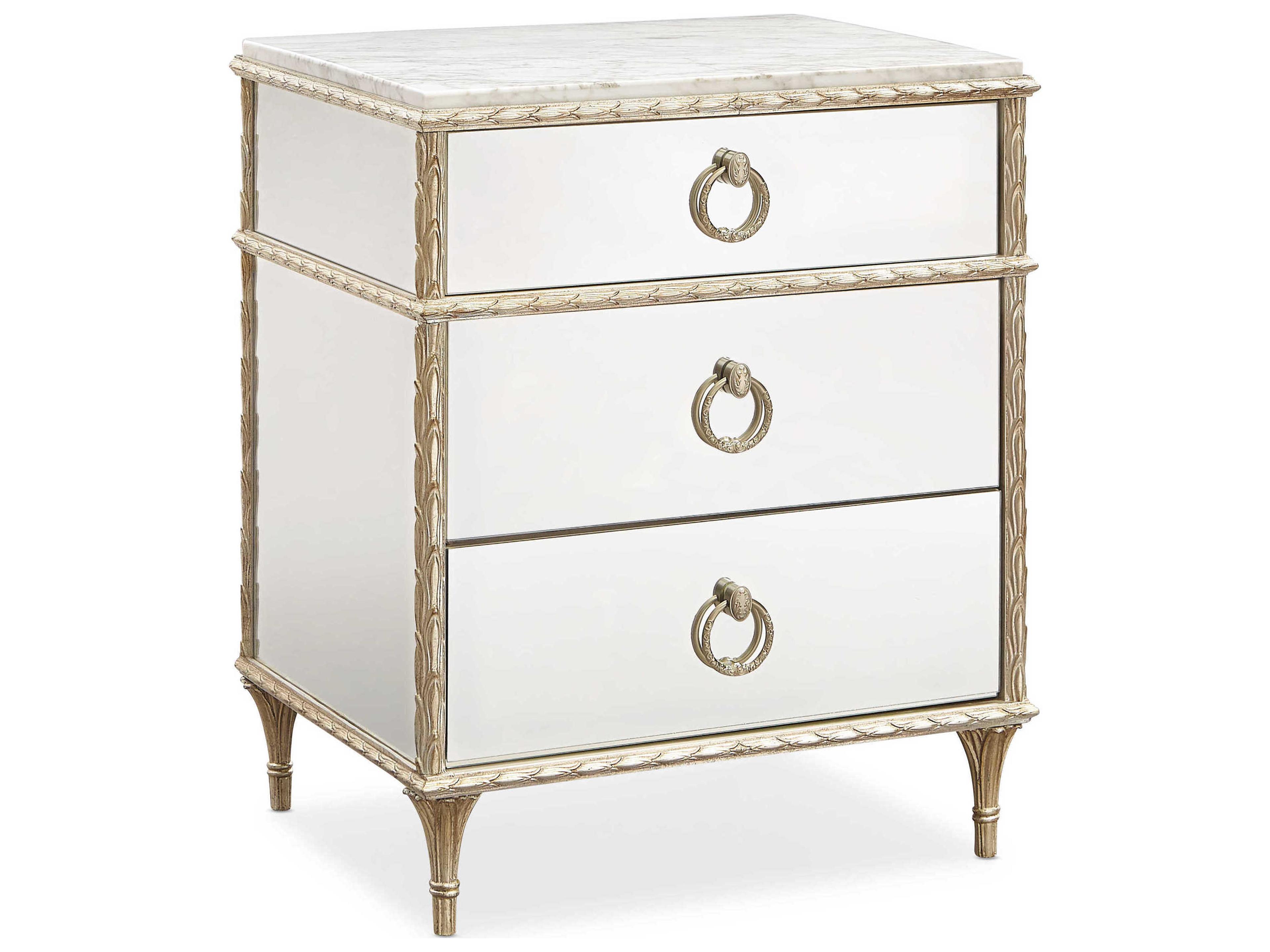 Caracole Fontainebleau 3-Drawers Mirrored Hardwood Nightstand