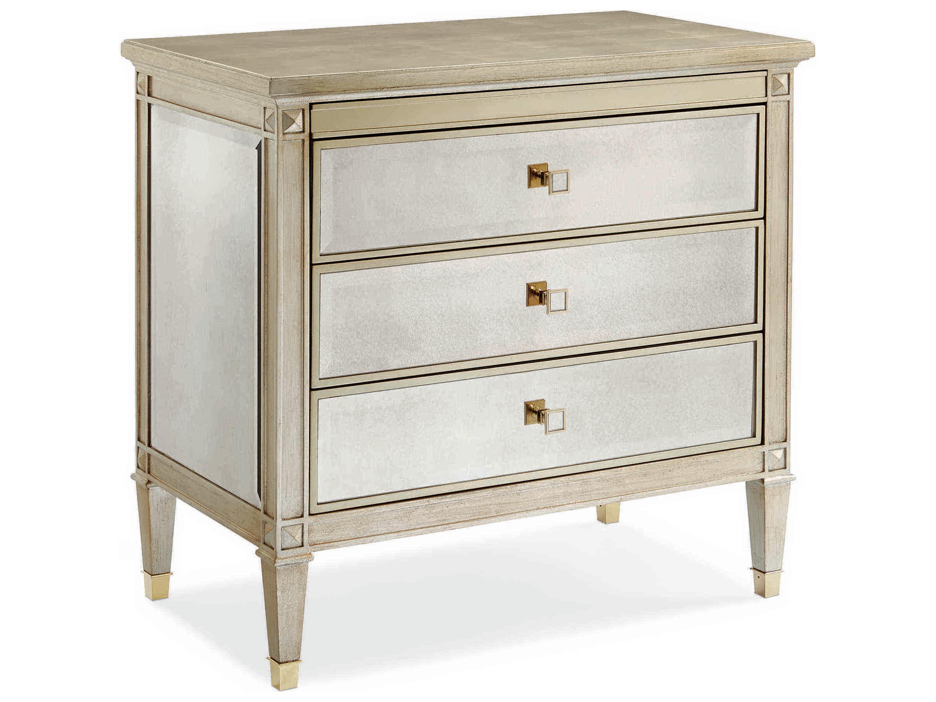 Caracole Classic A Classic Beauty Silver Leaf 3-Drawers Nightstand