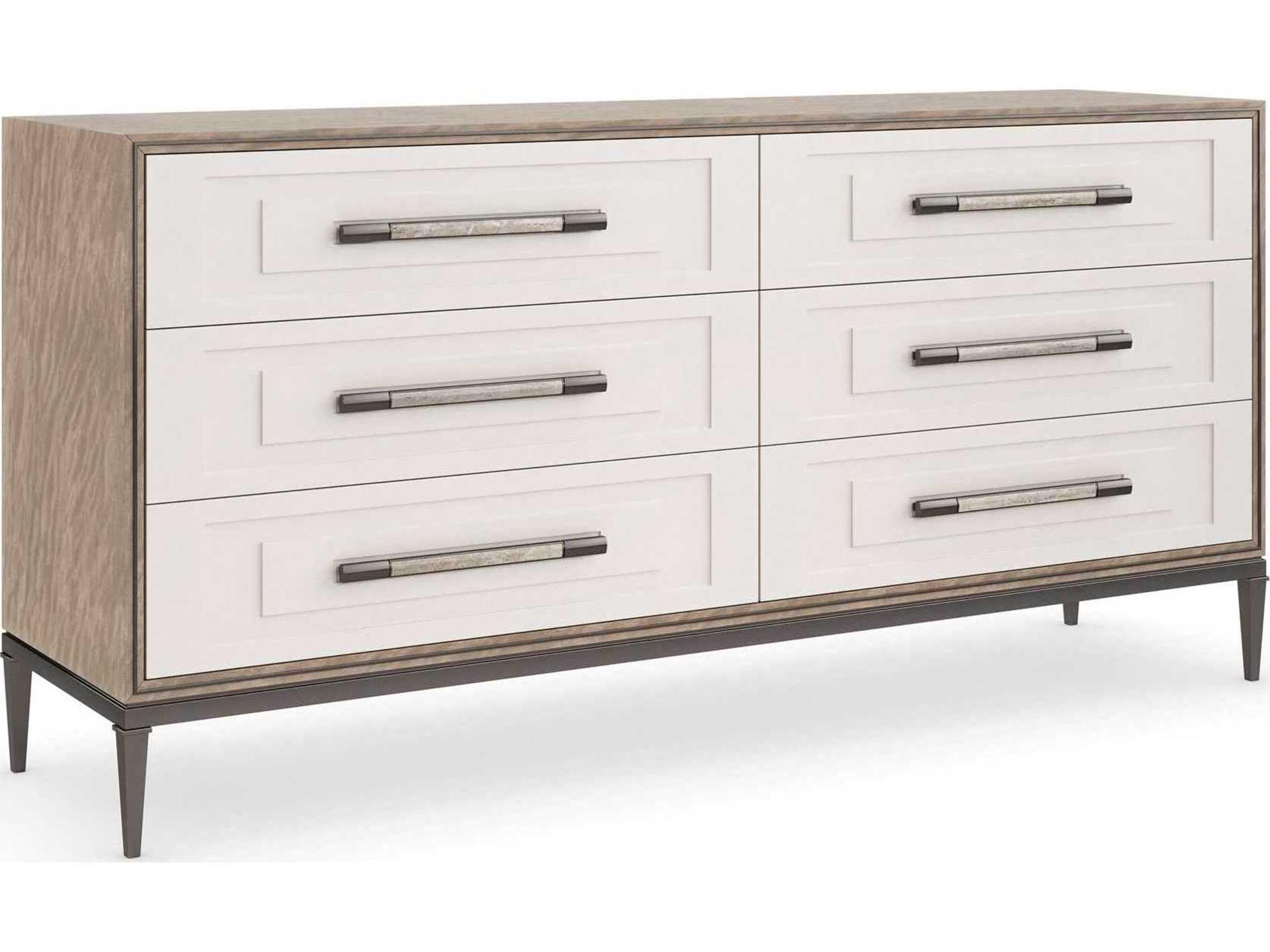 Caracole Classic Impressive 6-Drawers Brown Birch Wood Double Dresser