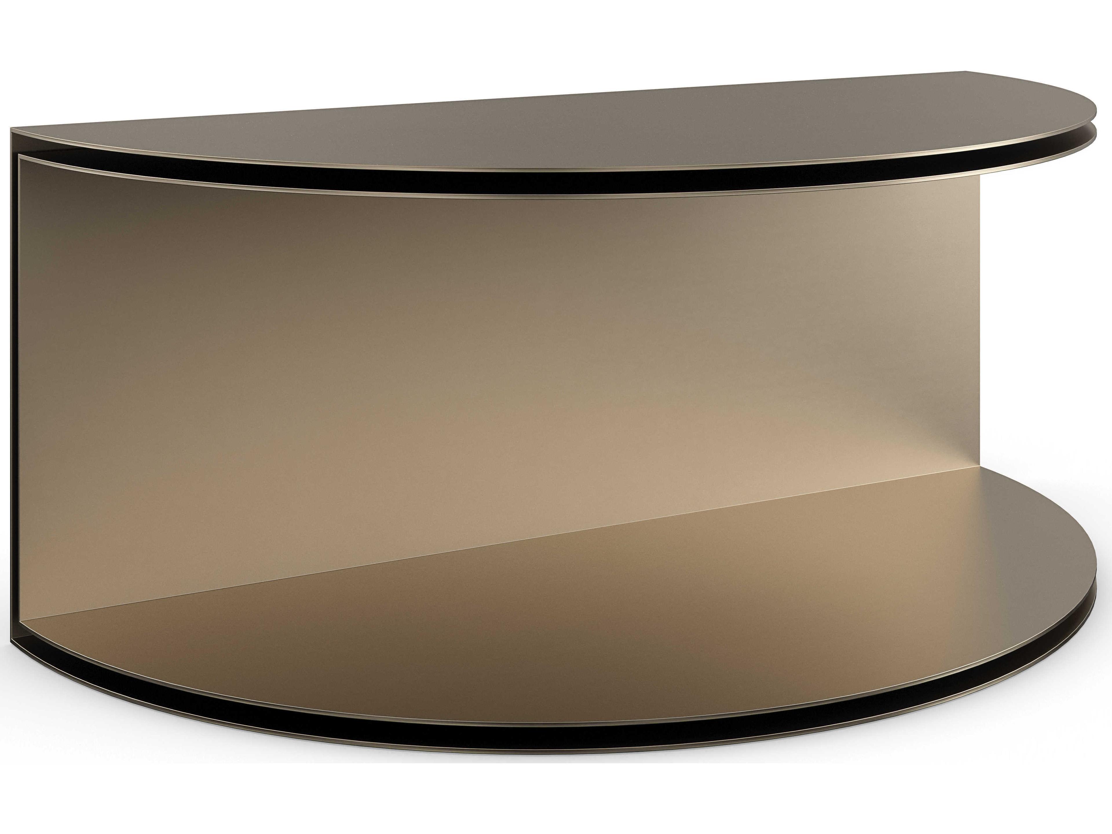 Caracole Classic All Together 32" Demilune Metal Champagne Gold Coffee Table