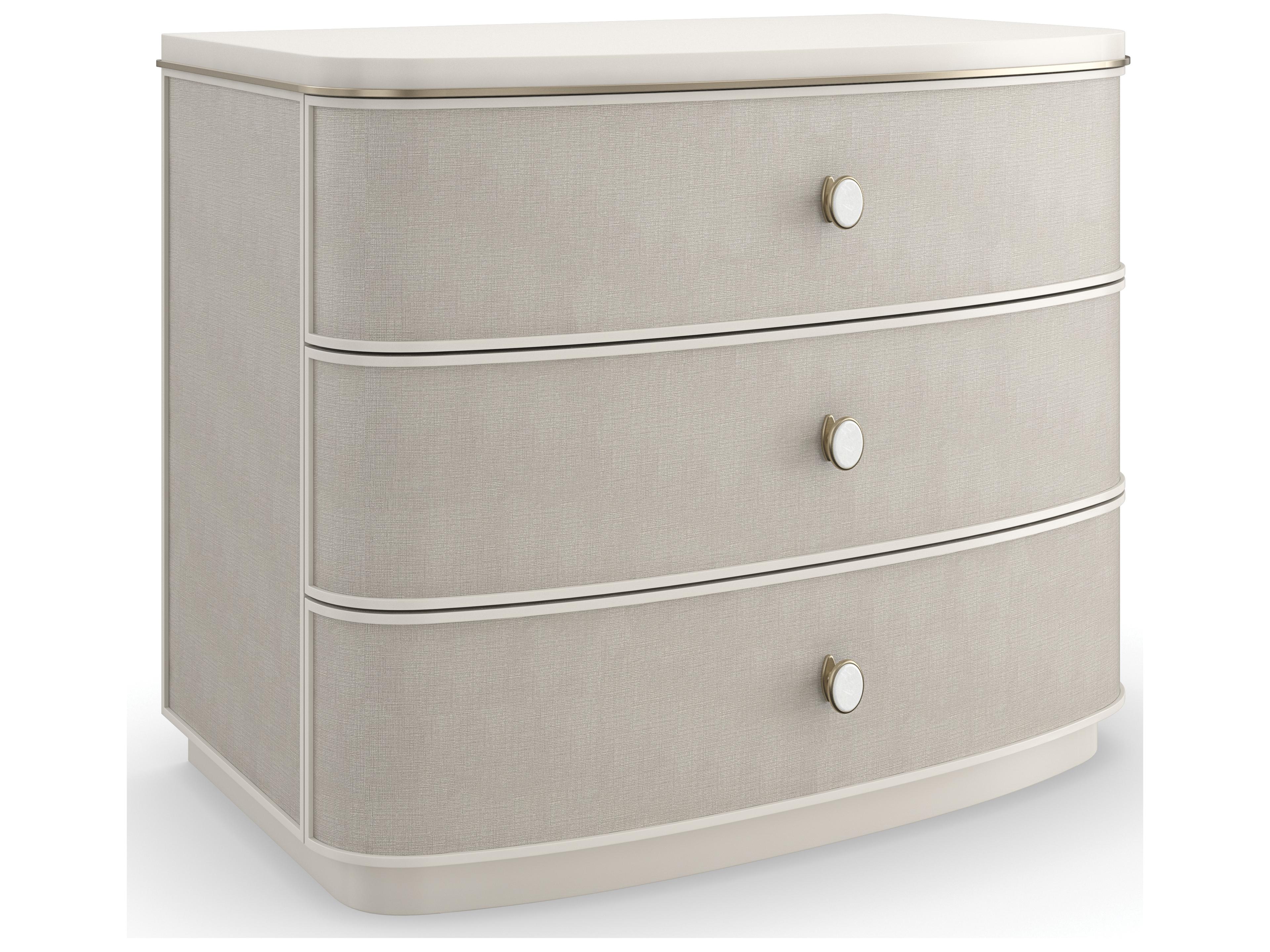 Caracole Classic Lyon 3-Drawers Gray Acacia Wood Nightstand