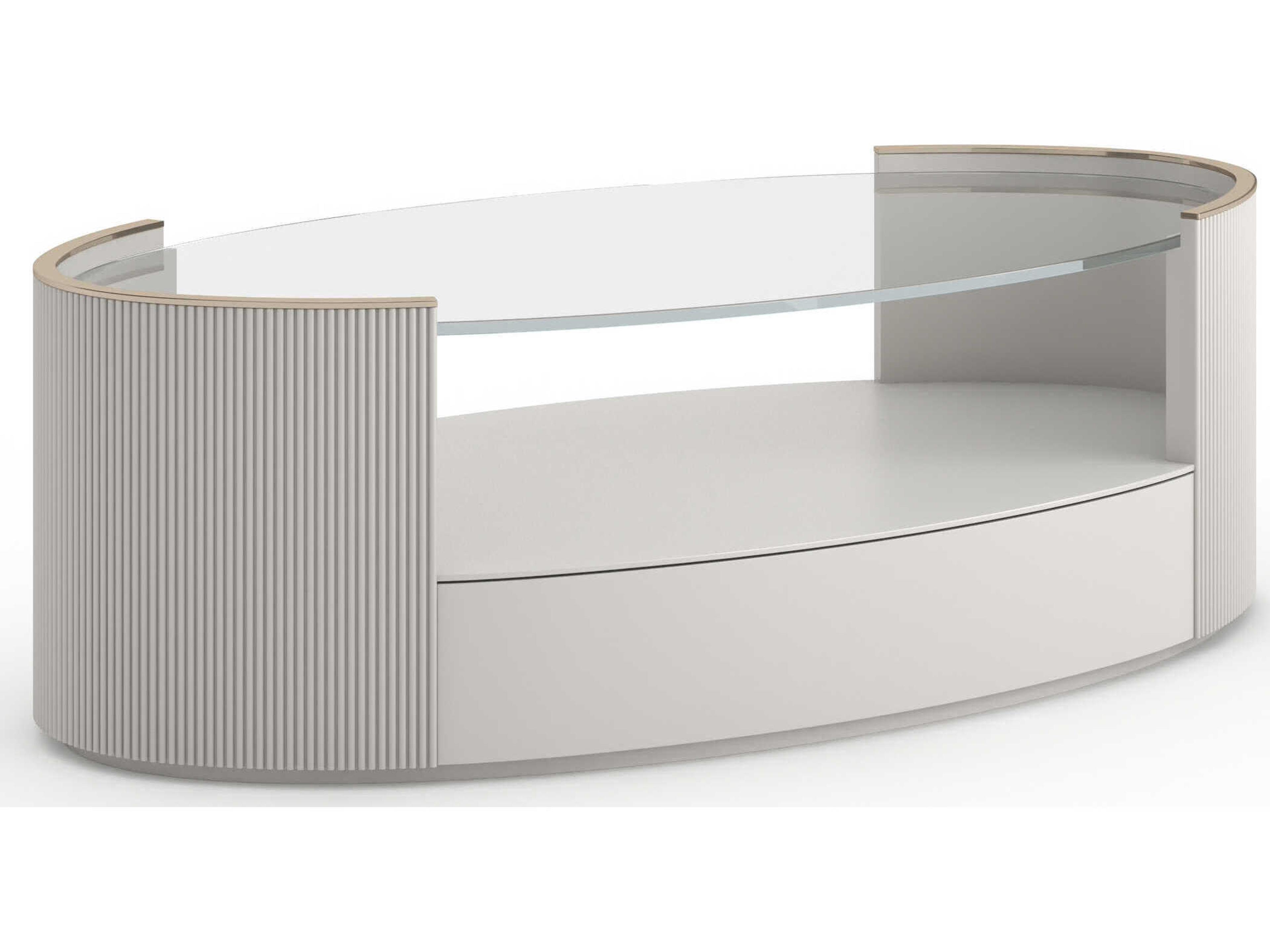 Caracole Love Oval Glass Matte Pearl Coffee Table