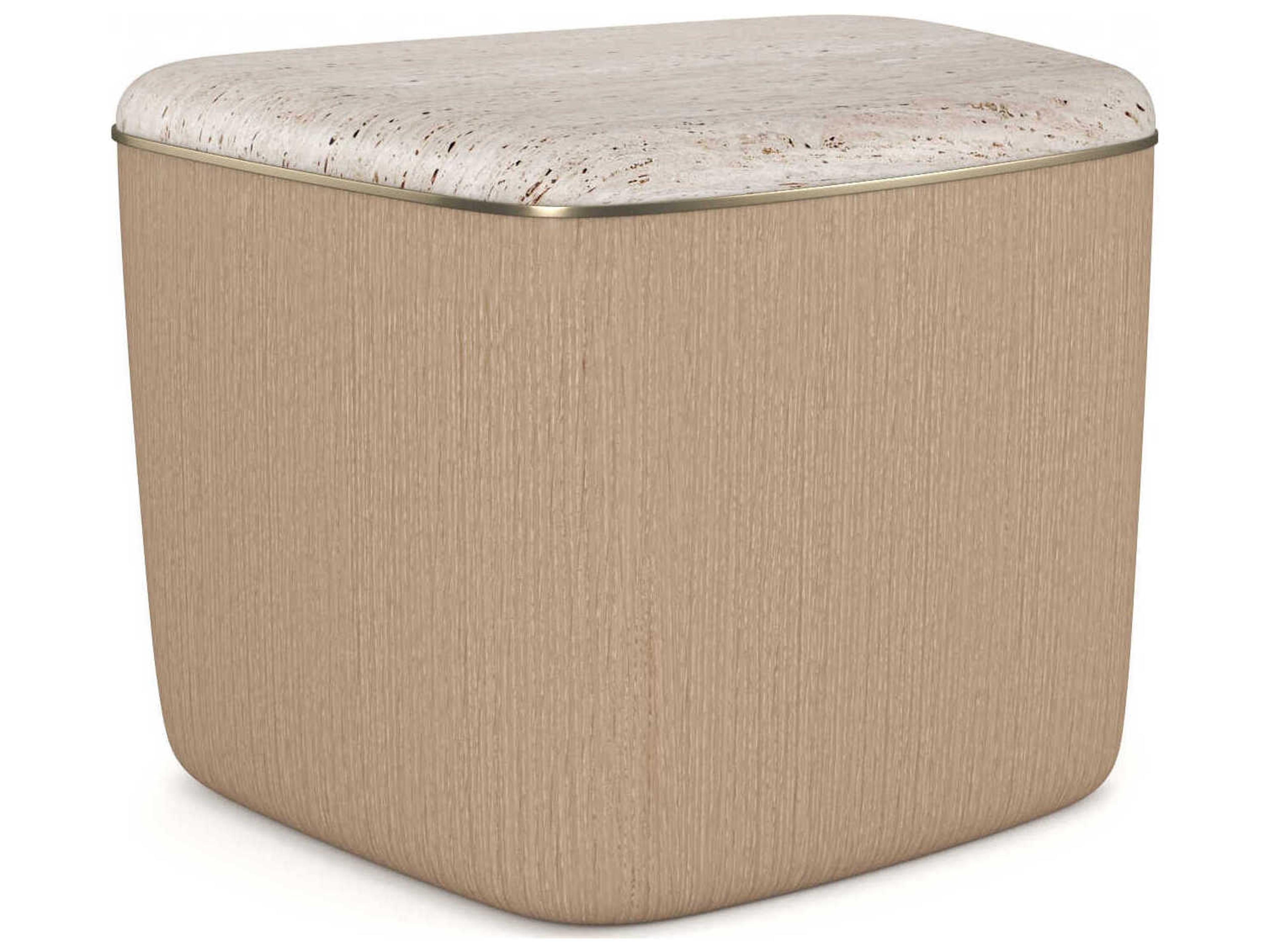 Caracole Serir Square Stone Sun Drenched Oak Coffee Table