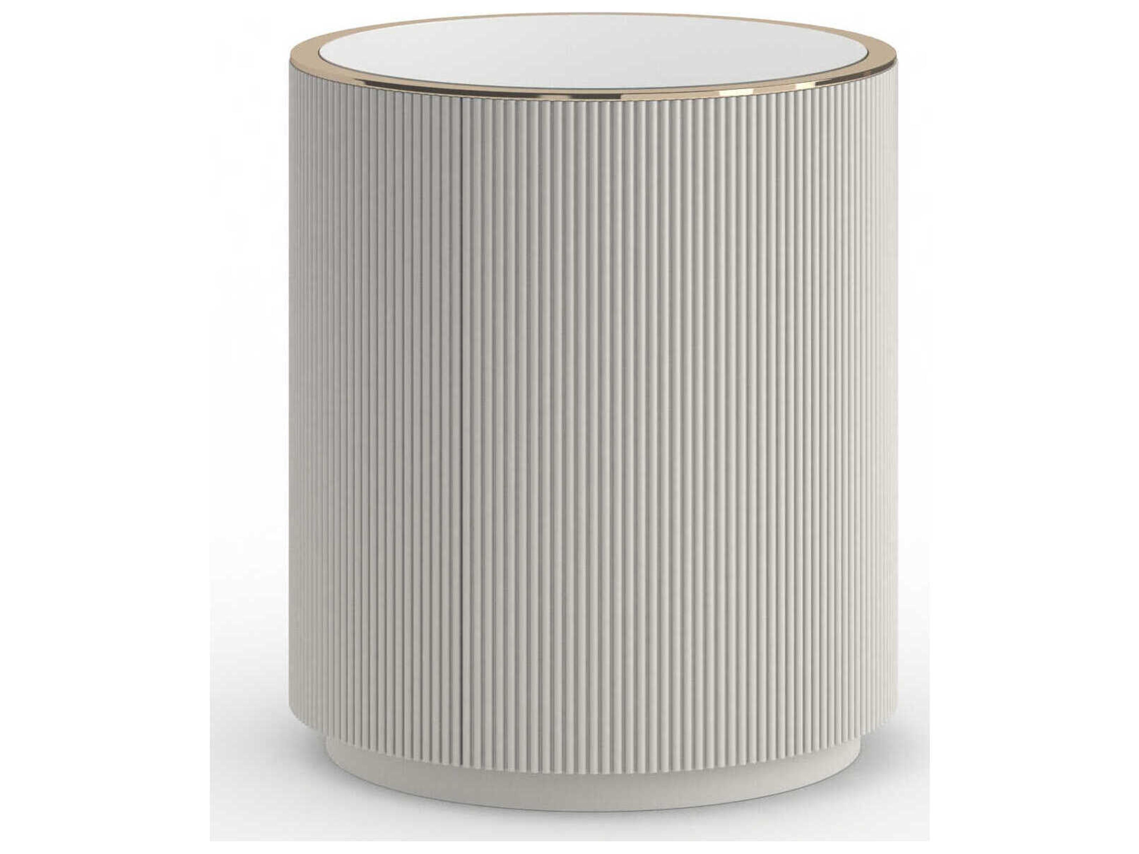 Caracole Love Round Glass Matte Pearl End Table