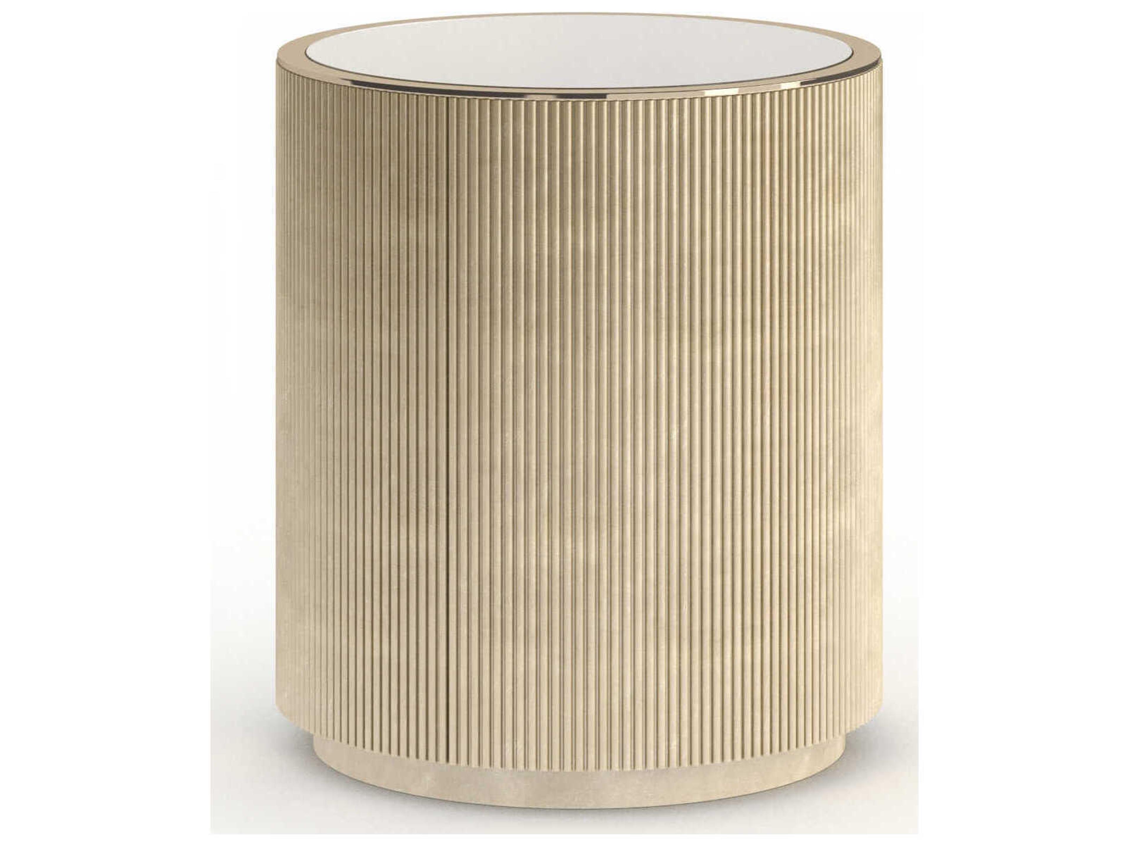 Caracole Love Round Glass Oracle; Whisper Of Gold End Table