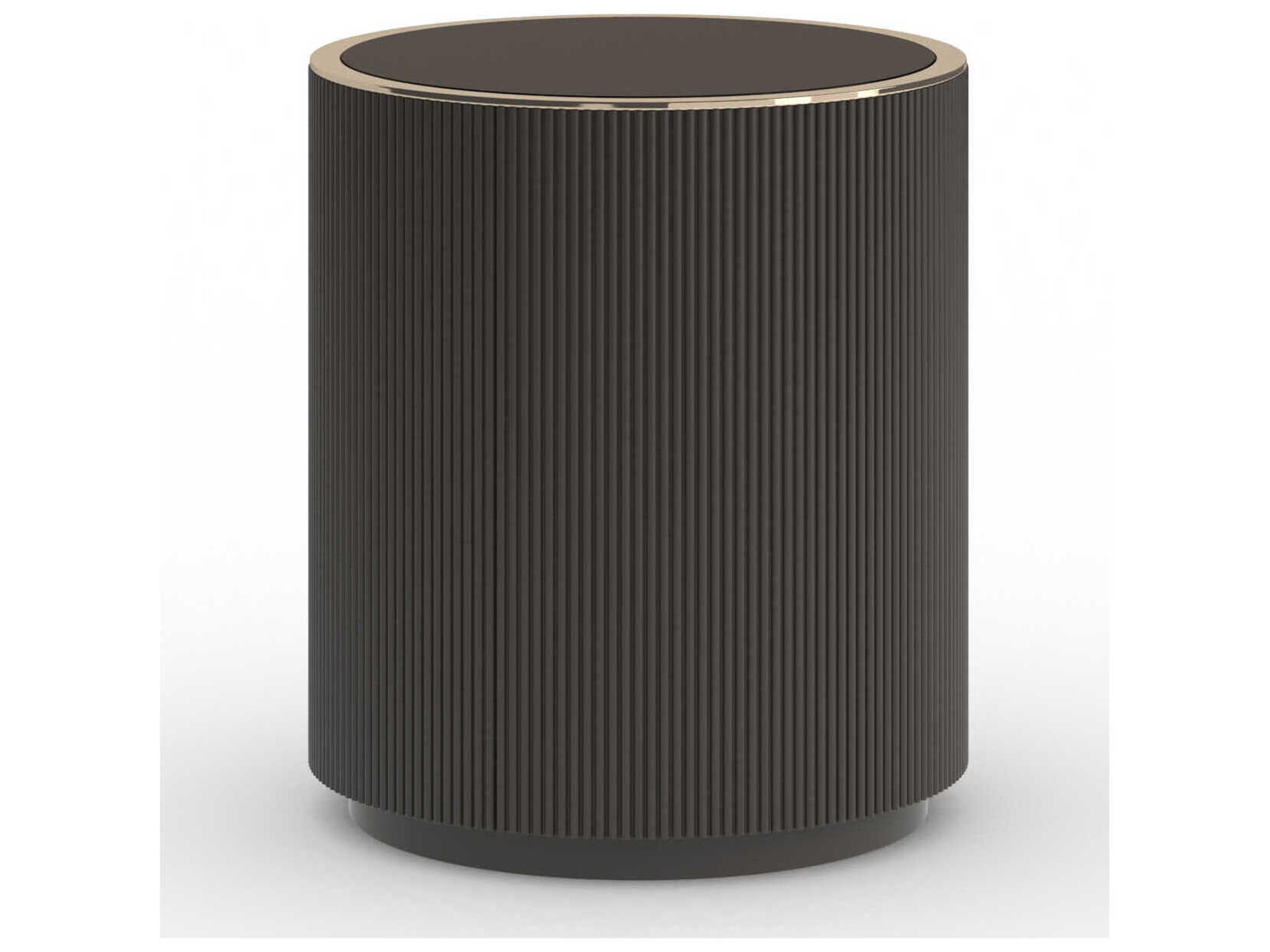 Caracole Love Round Glass Dark Chocolate; Whisper Of Gold End Table