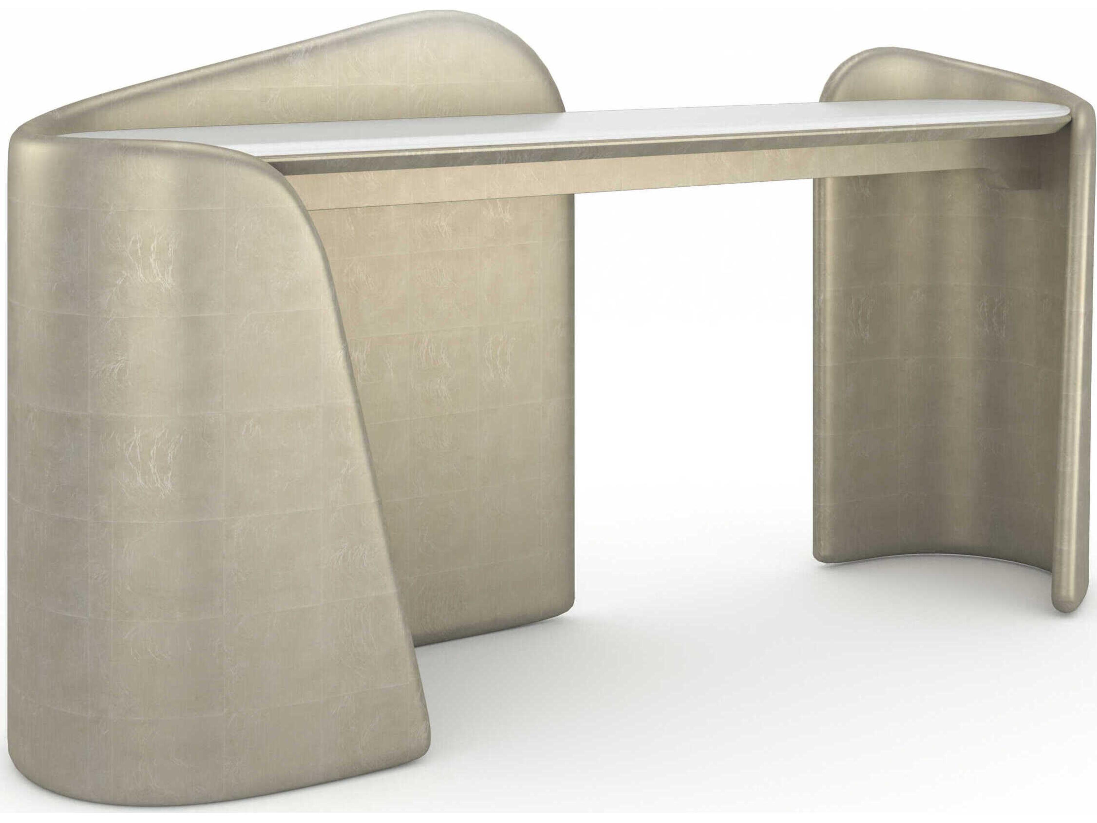 Caracole Bauble Oval Glass Oracle Broken Leaf Console Table