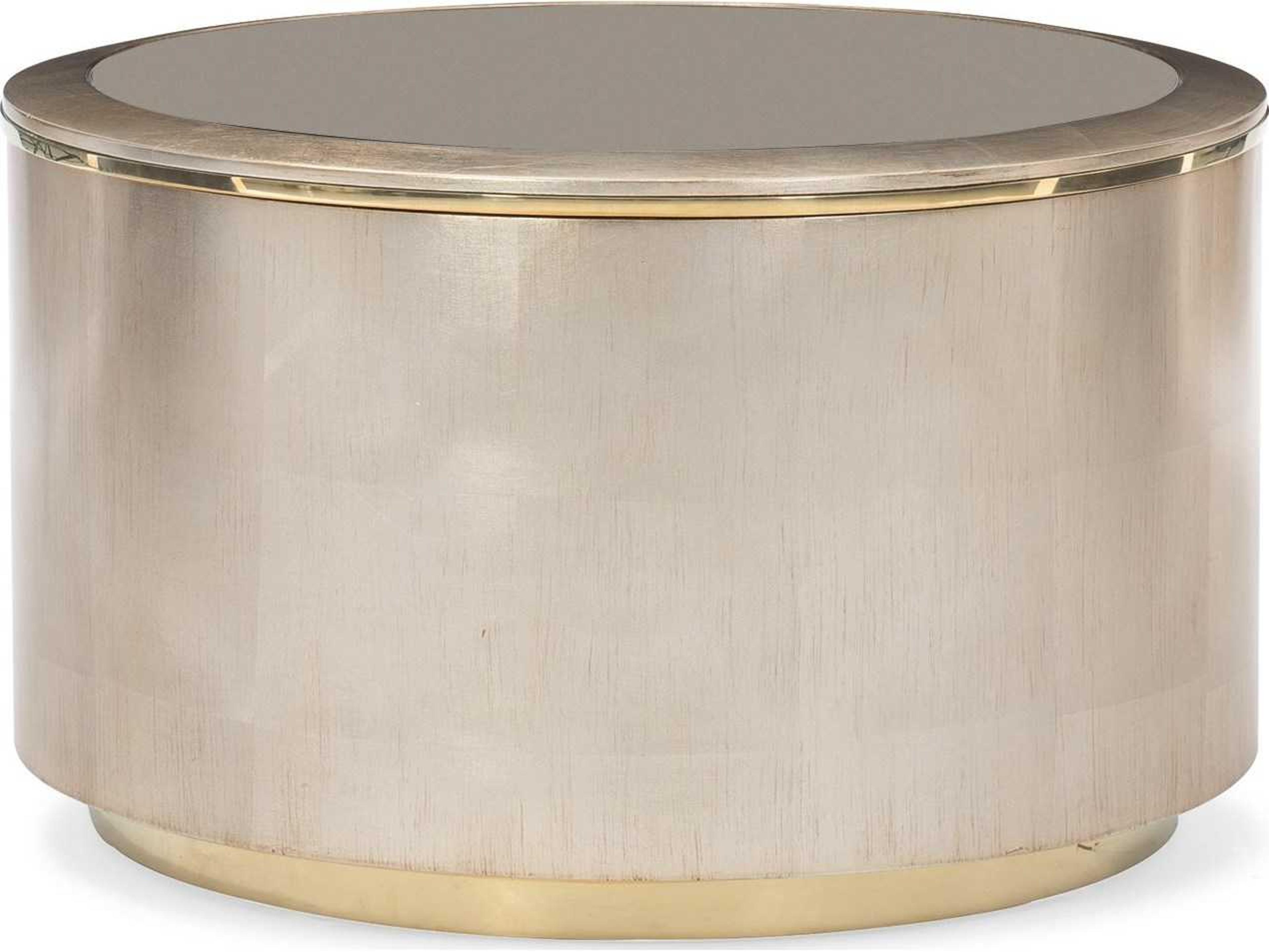 Caracole Classic Circle in Time Lobby Round Auric Gold Bullion Coffee Table
