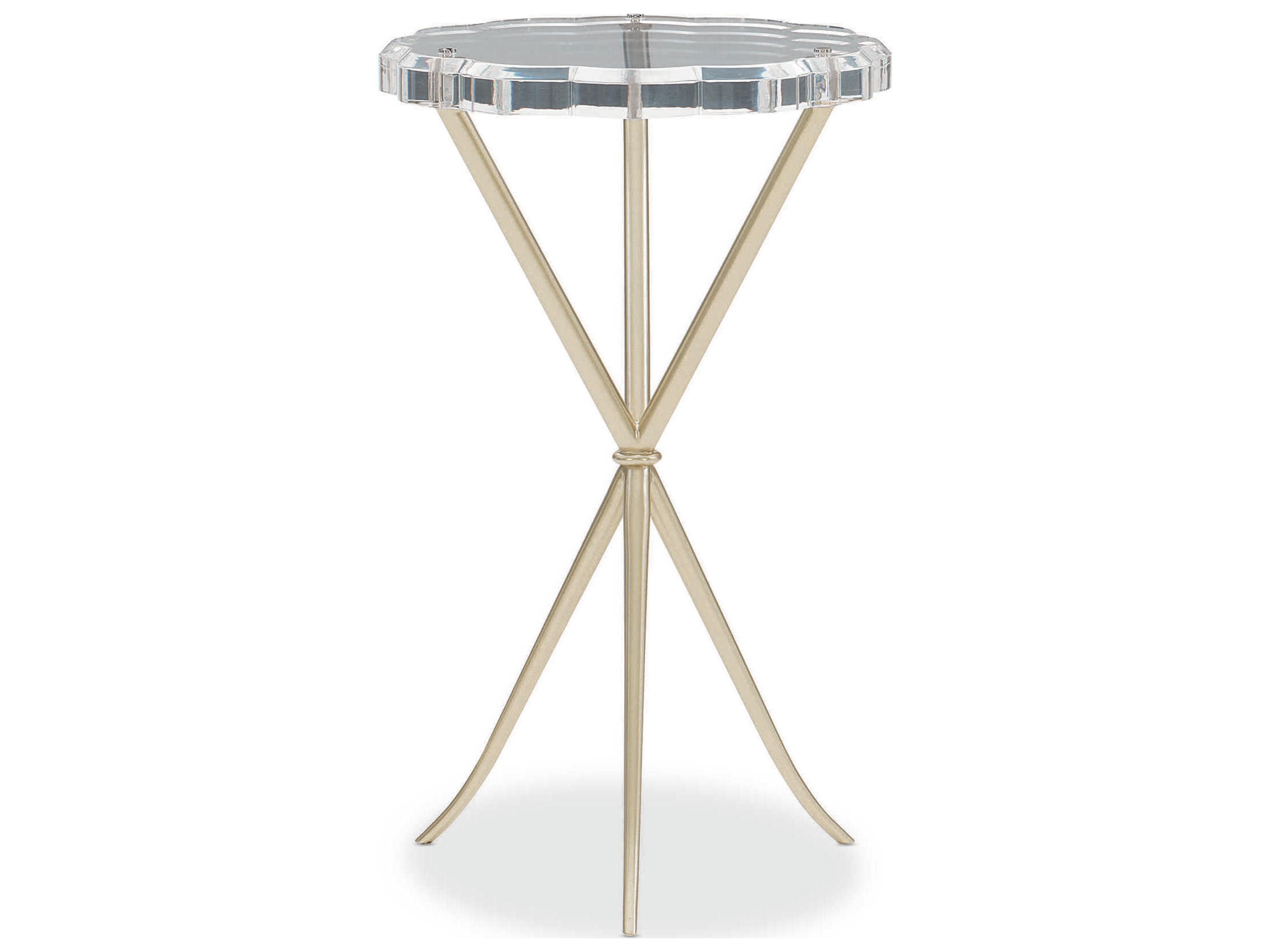Caracole Classic In A Tizzy Round Plastic Clear Acrylic Neutral Metallic End Table