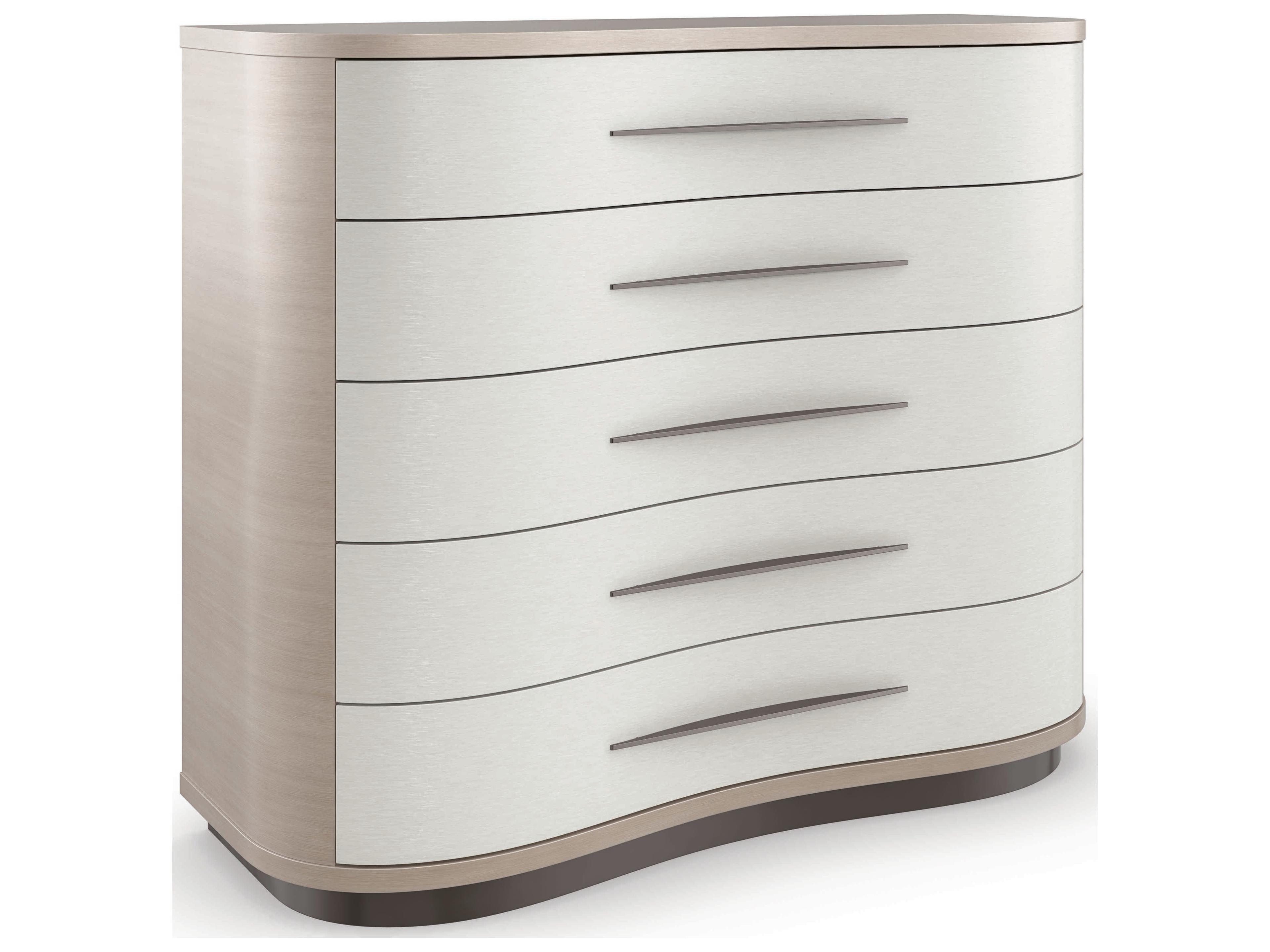 Caracole Classic Meandrous 5-Drawers Beige Birch Wood Dresser