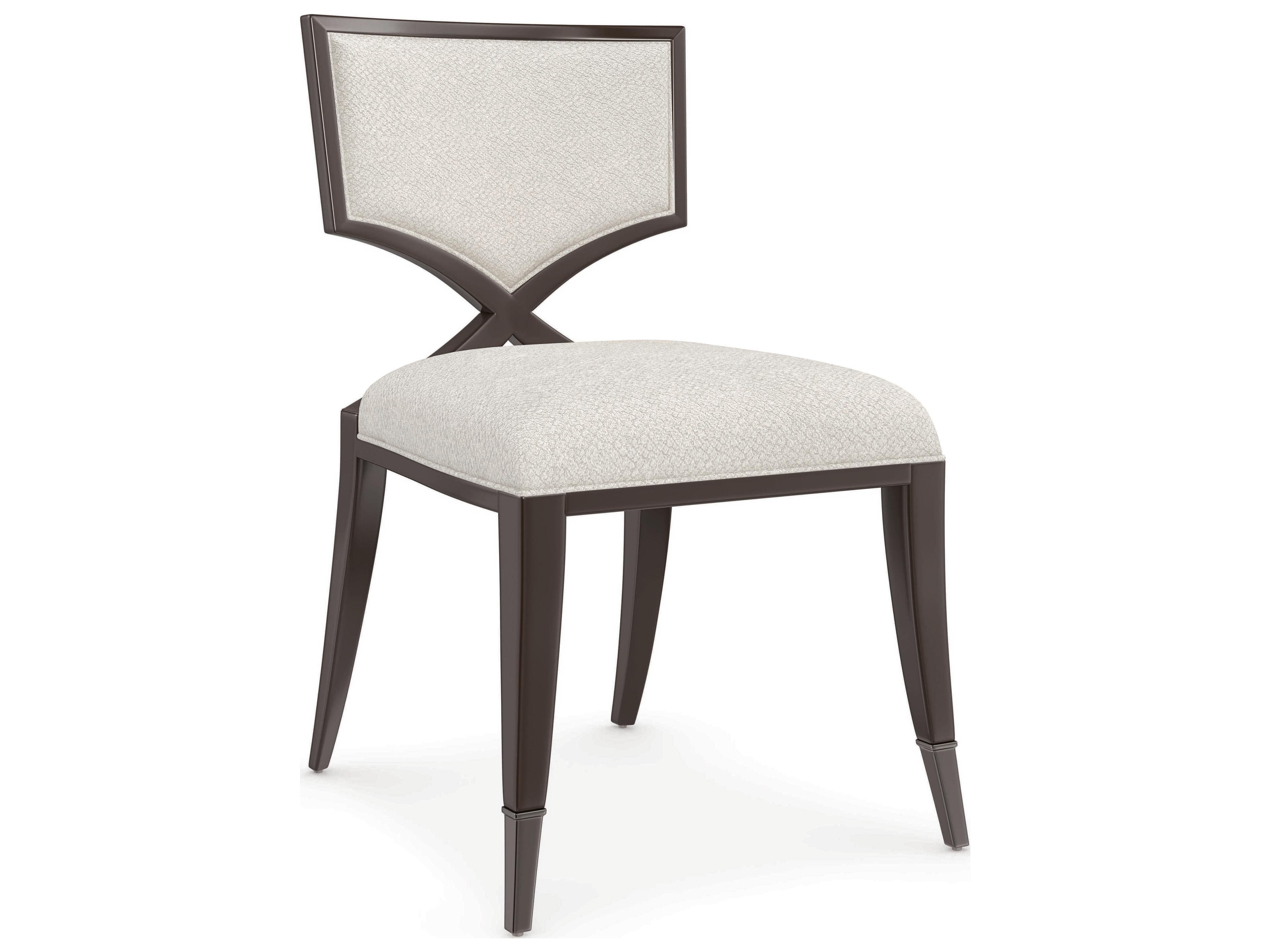 Caracole Classic First Chair Birch Wood Beige Upholstered Side Dining Chair