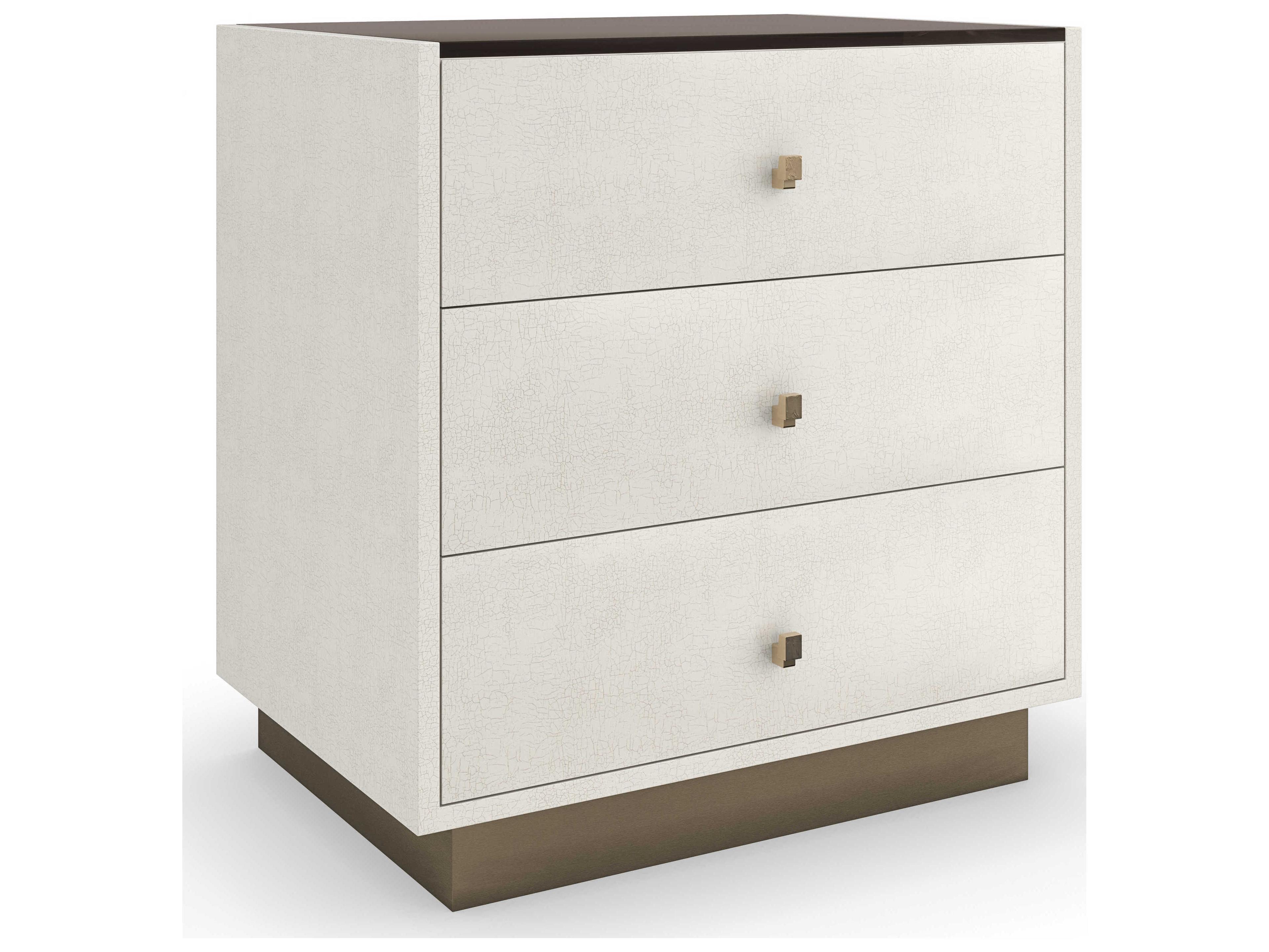 Caracole Classic Iliad 3-Drawers White Poplar Wood Nightstand