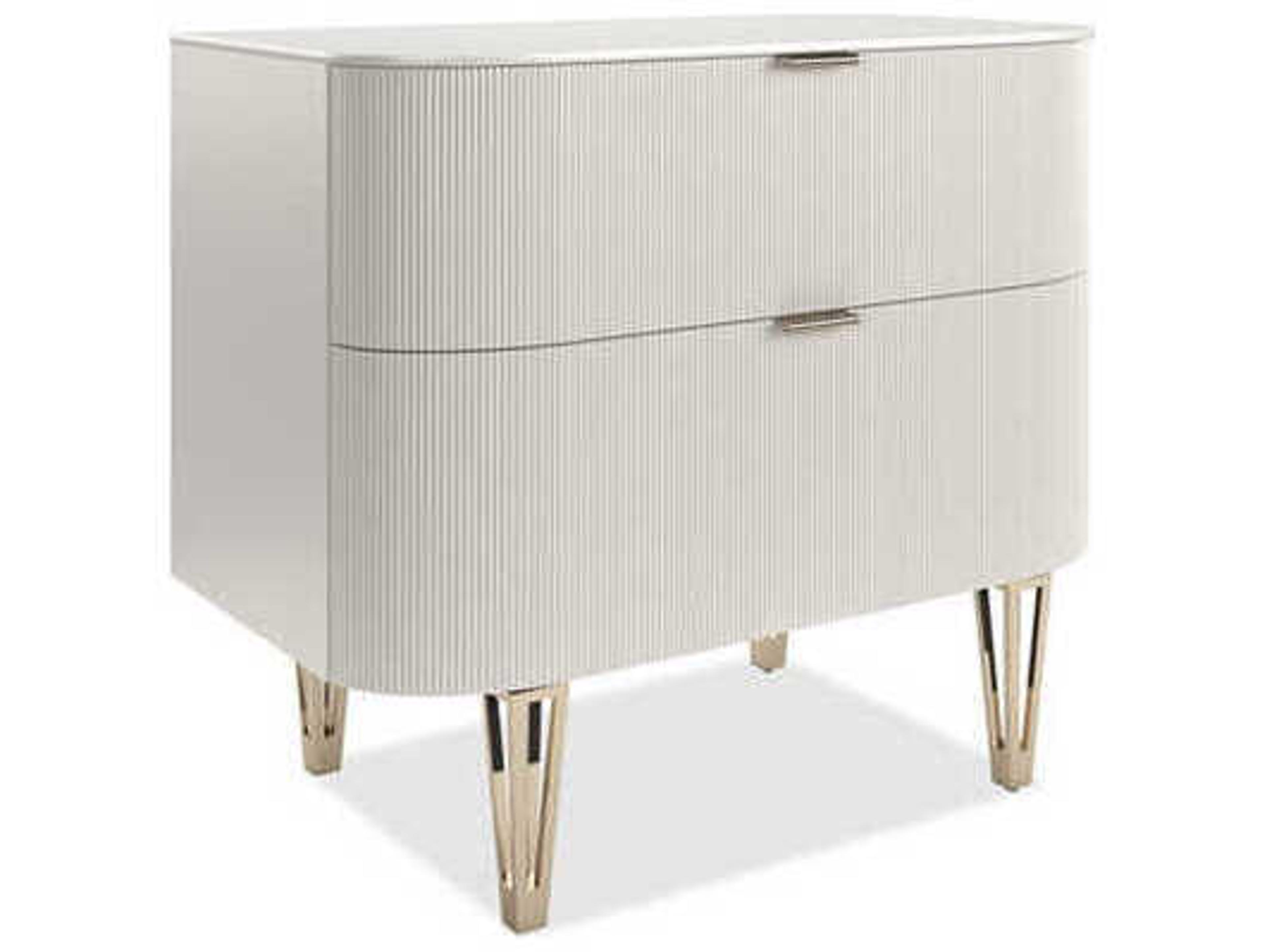 Caracole Classic 2-Drawers White Birch Wood Nightstand