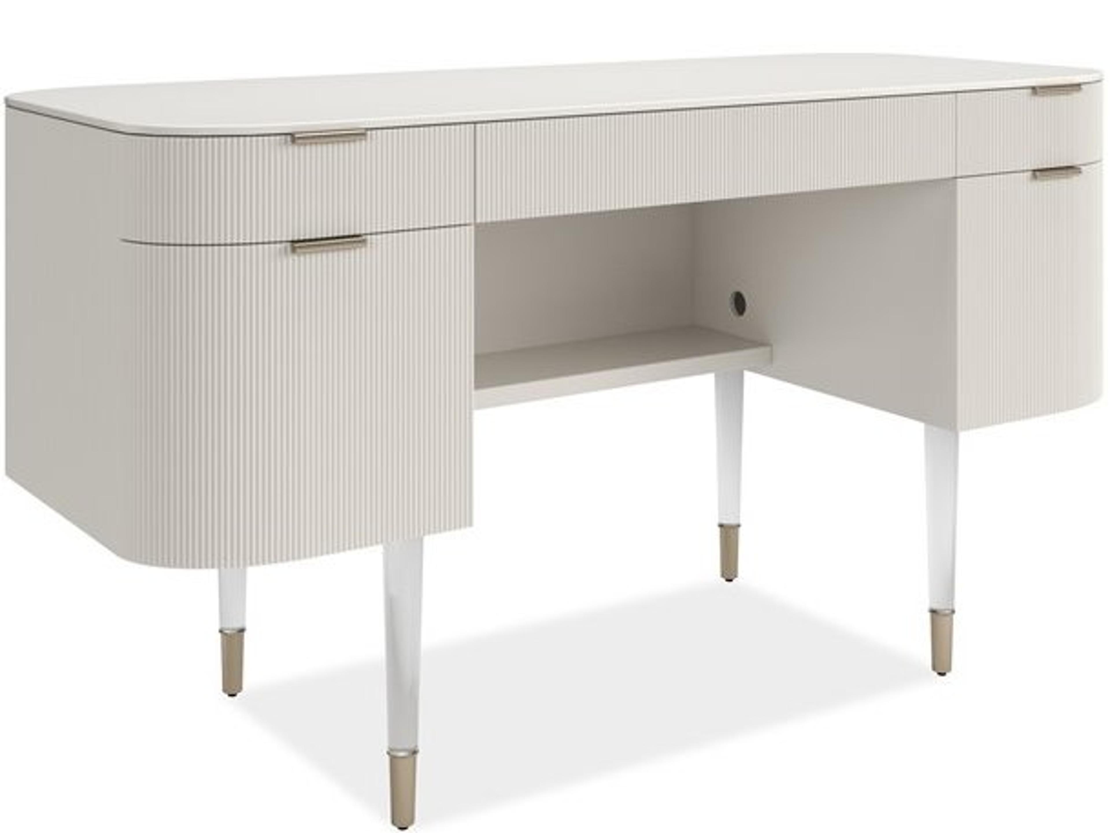 Caracole Classic Lady Love Matte Pearl Beige Birch Wood Secretary Desk