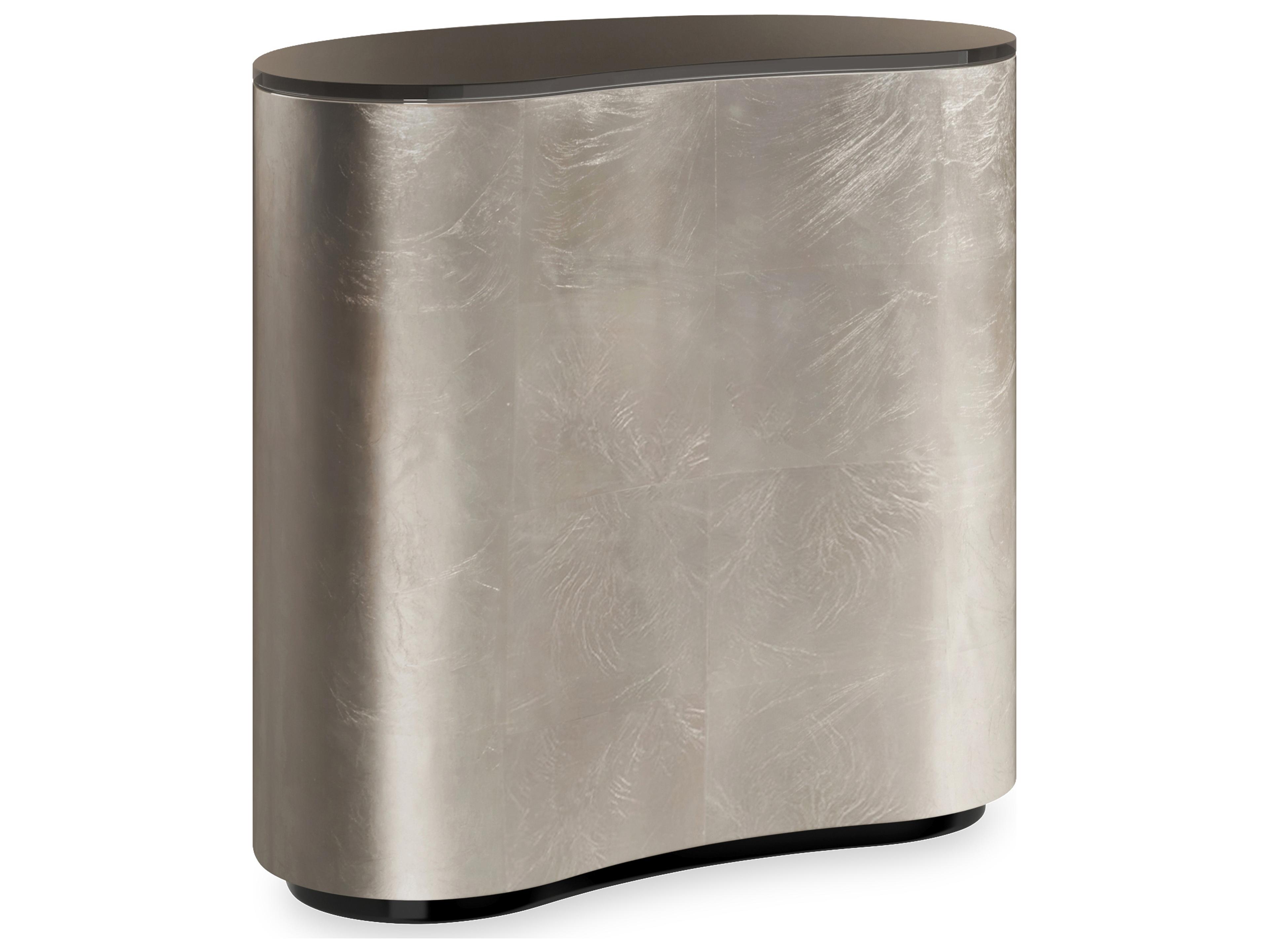 Caracole Classic Amalie Glass Charcoal Leaf End Table