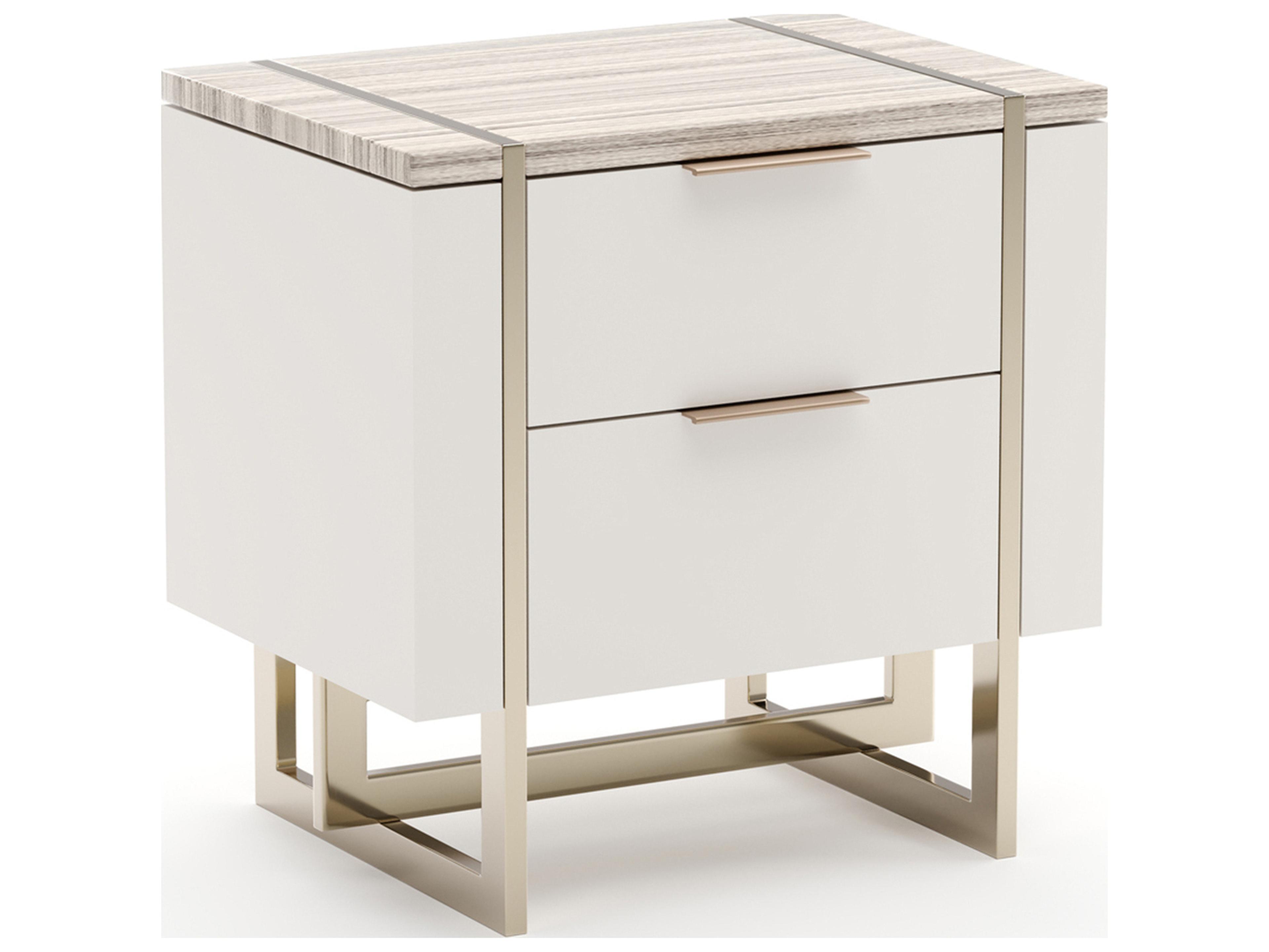Caracole Wish You Were Here 2-Drawers Beige Nightstand