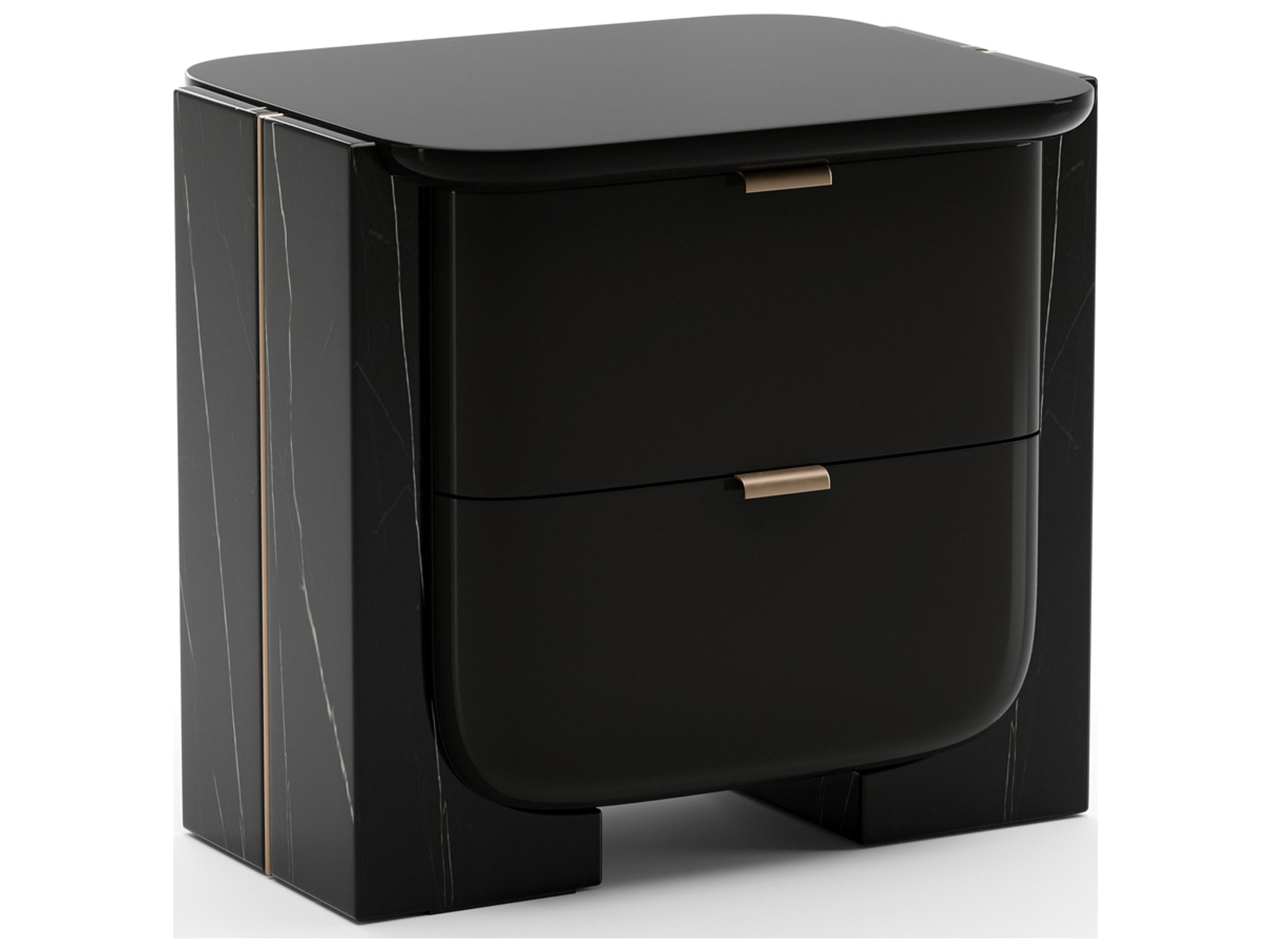 Caracole Overlap 2-Drawers Black Nightstand