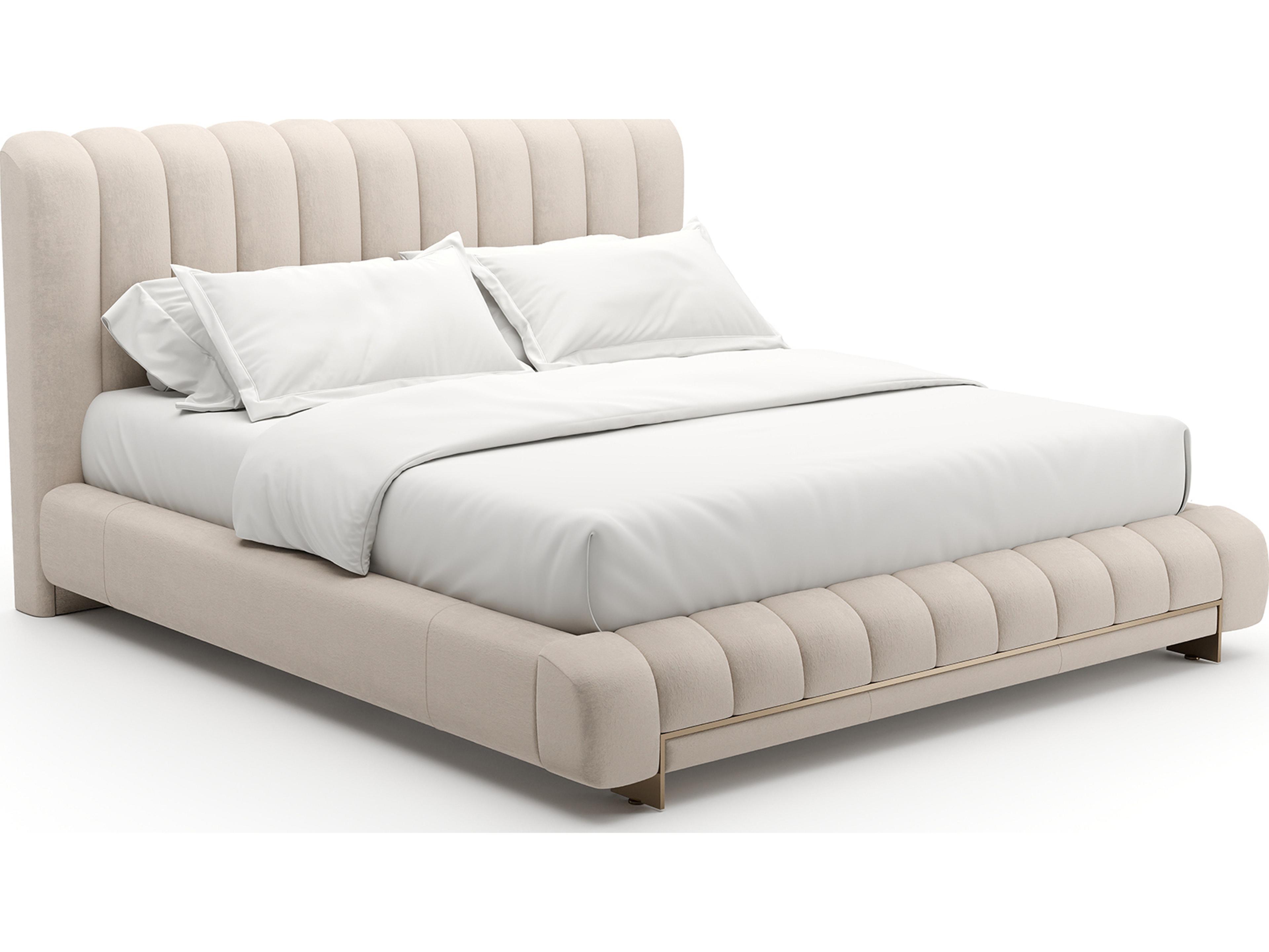 Caracole Well Balanced Beige Upholstered King Platform Bed