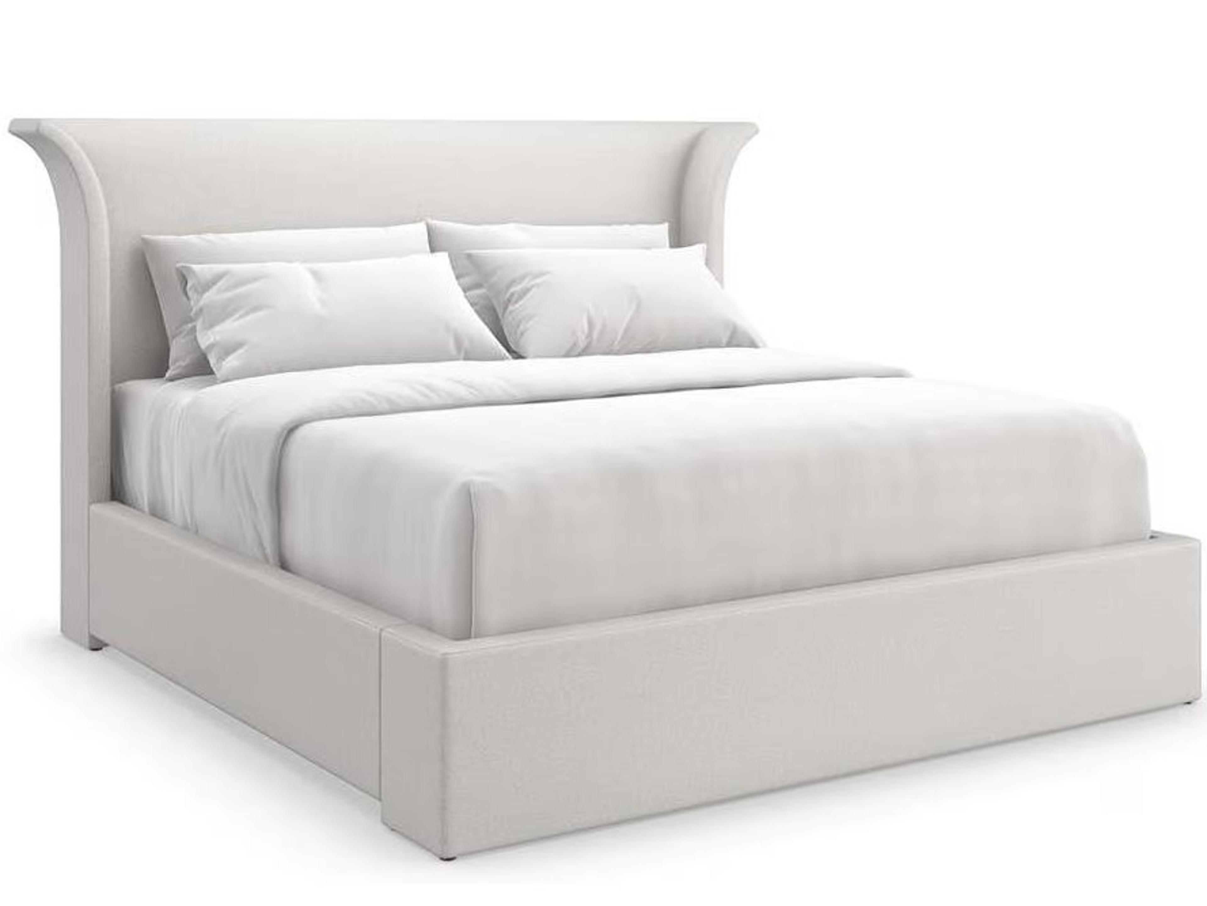 Caracole Beauty Sleep White Birch Wood Upholstered King Platform Bed