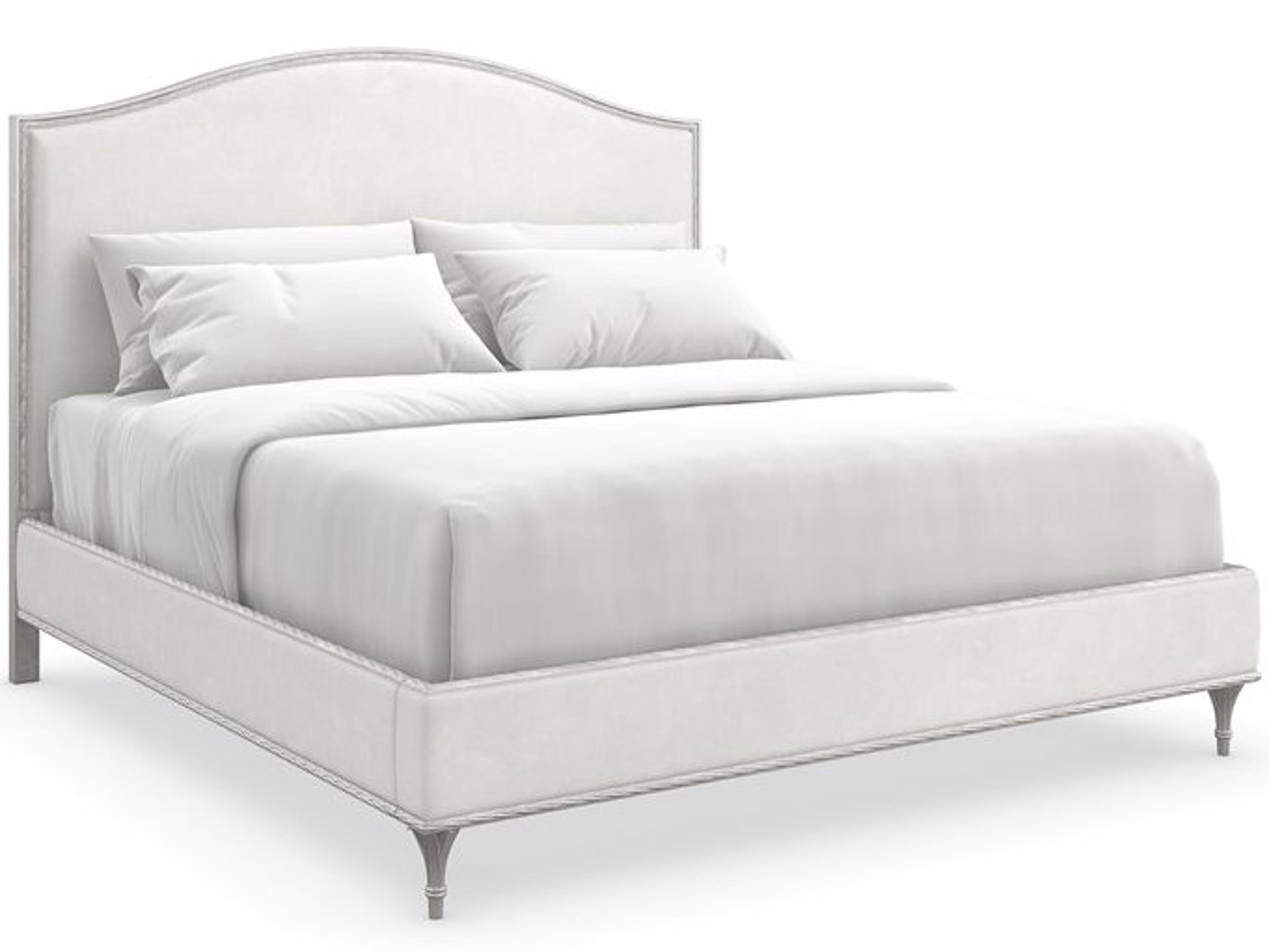 Caracole Fontainebleau Oracle Silver Leaf Hardwood Upholstered King Platform Bed