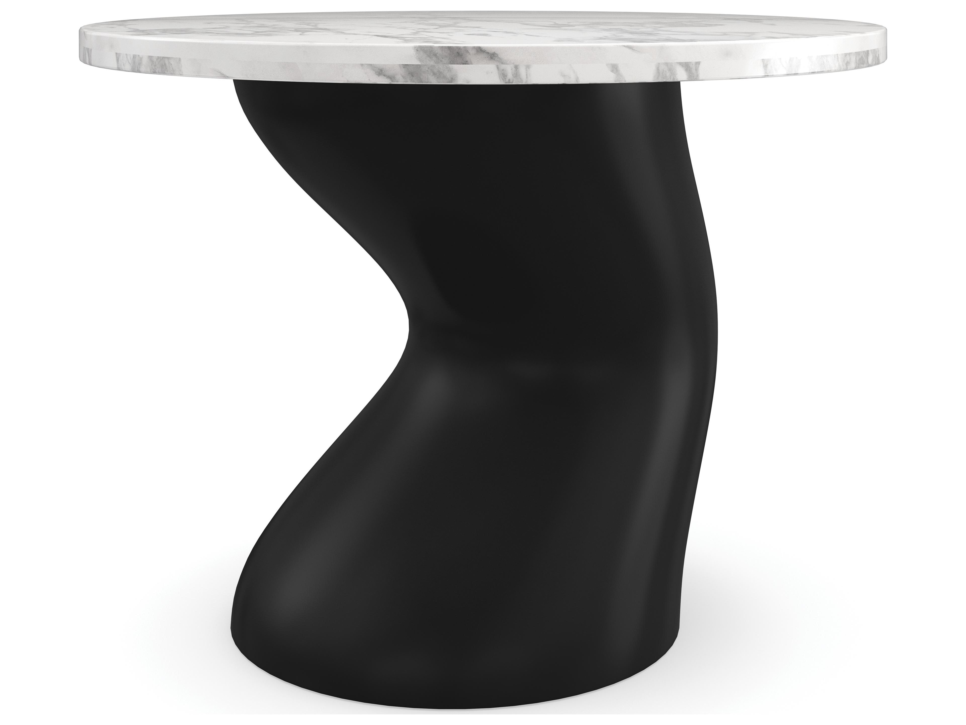 Caracole Kelly Hoppen Jose Round Stone Matte Black Dining Table