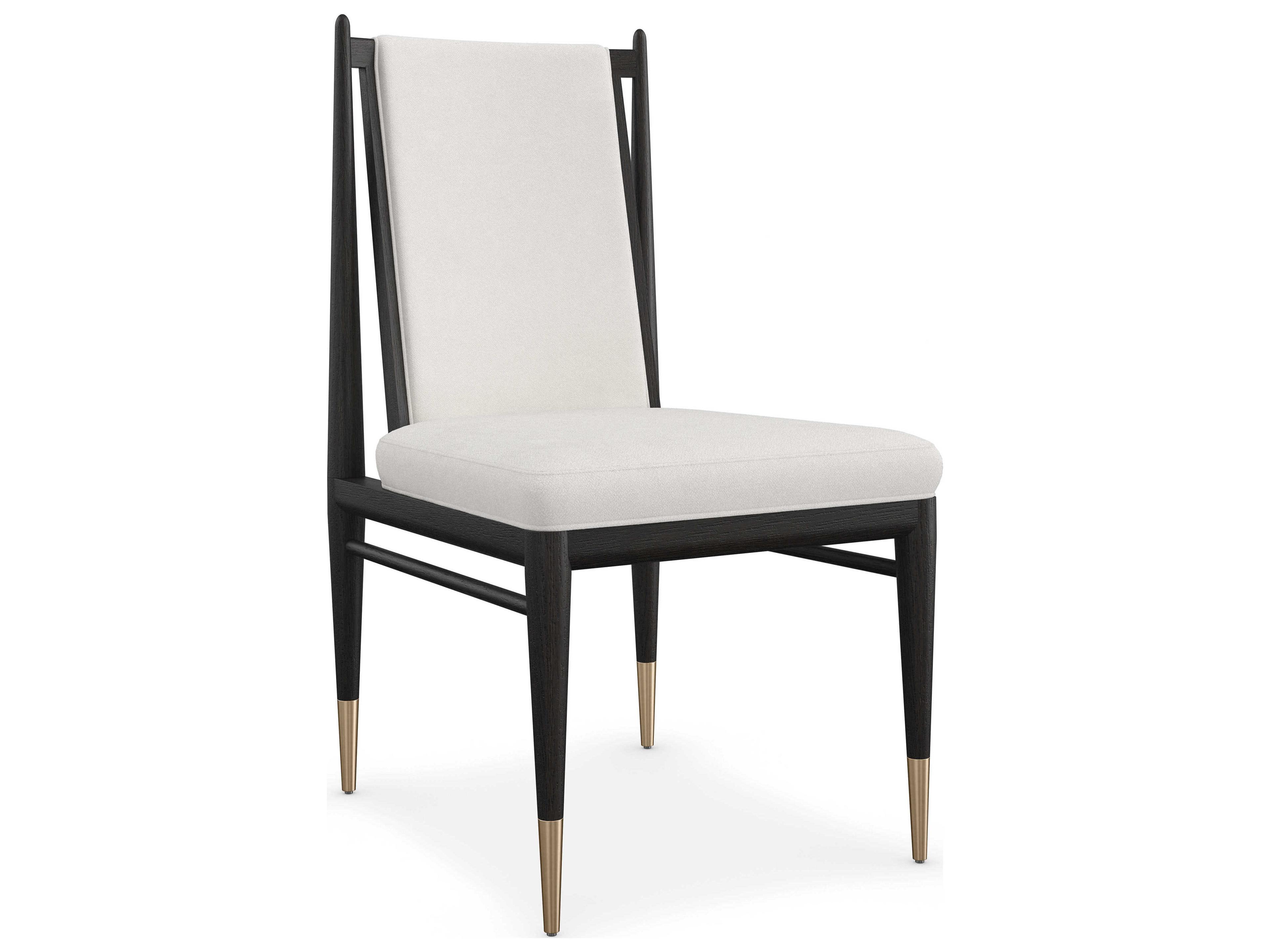 Caracole Modern Principles Unity Dark Oak Wood Black Upholstered Side Dining Chair