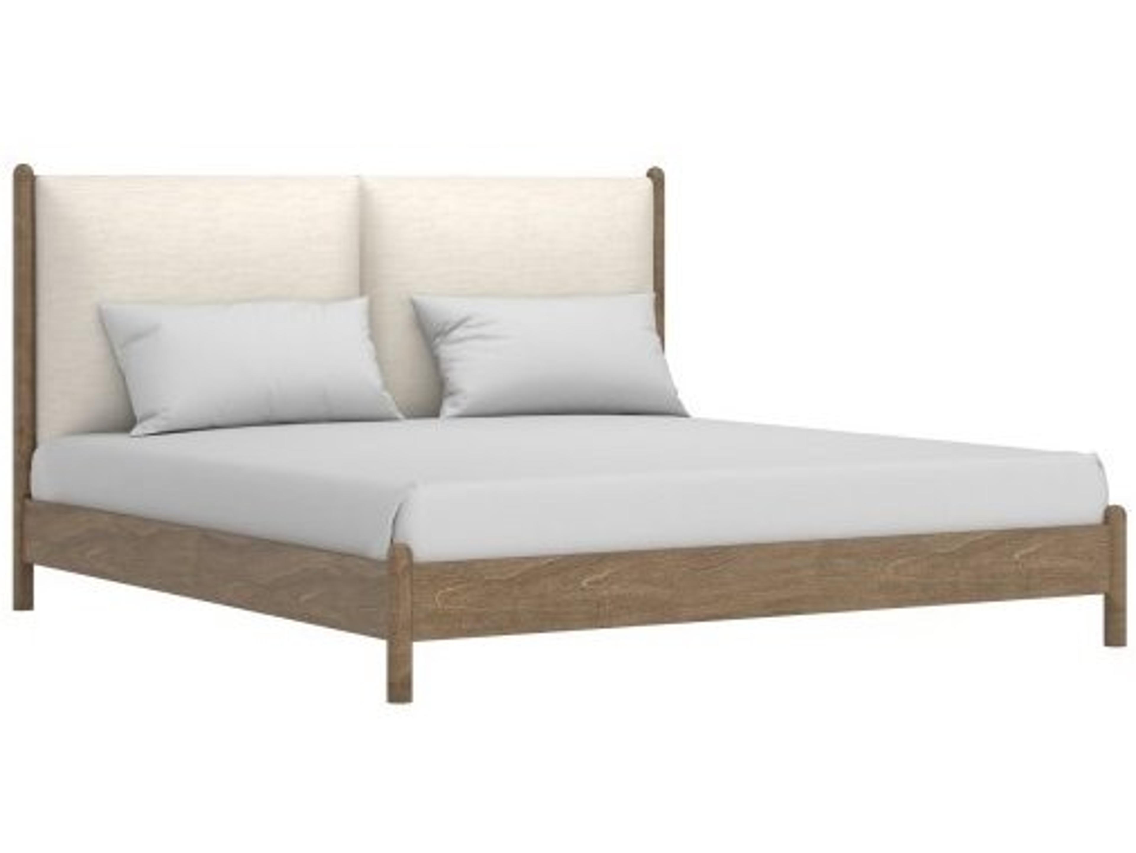 Caracole Atelier Natural Rubberwood Upholstered Queen Panel Bed