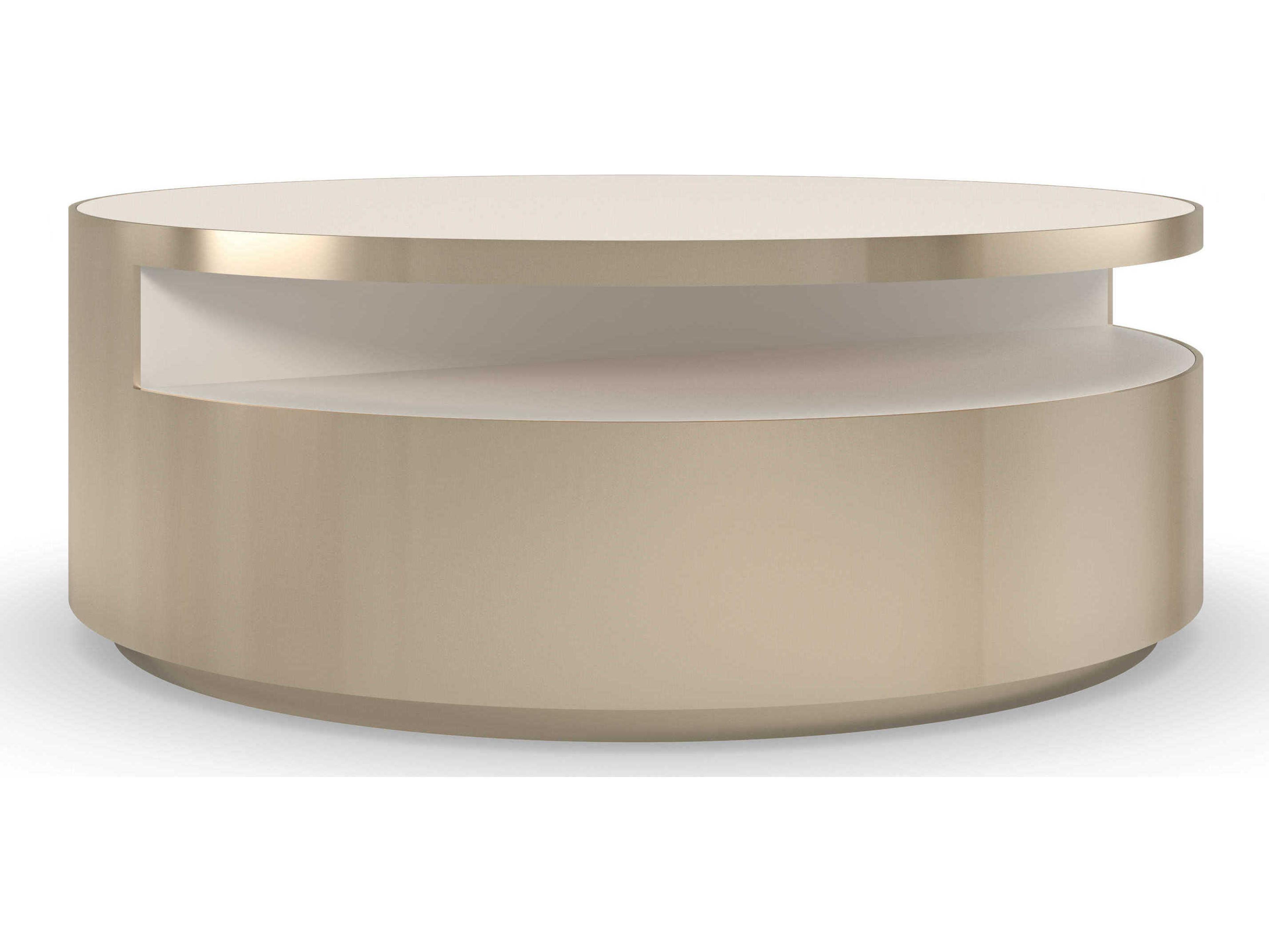 Caracole Signature Metropolitan Turn Style Round Stone Whisper Of Gold Coffee Table