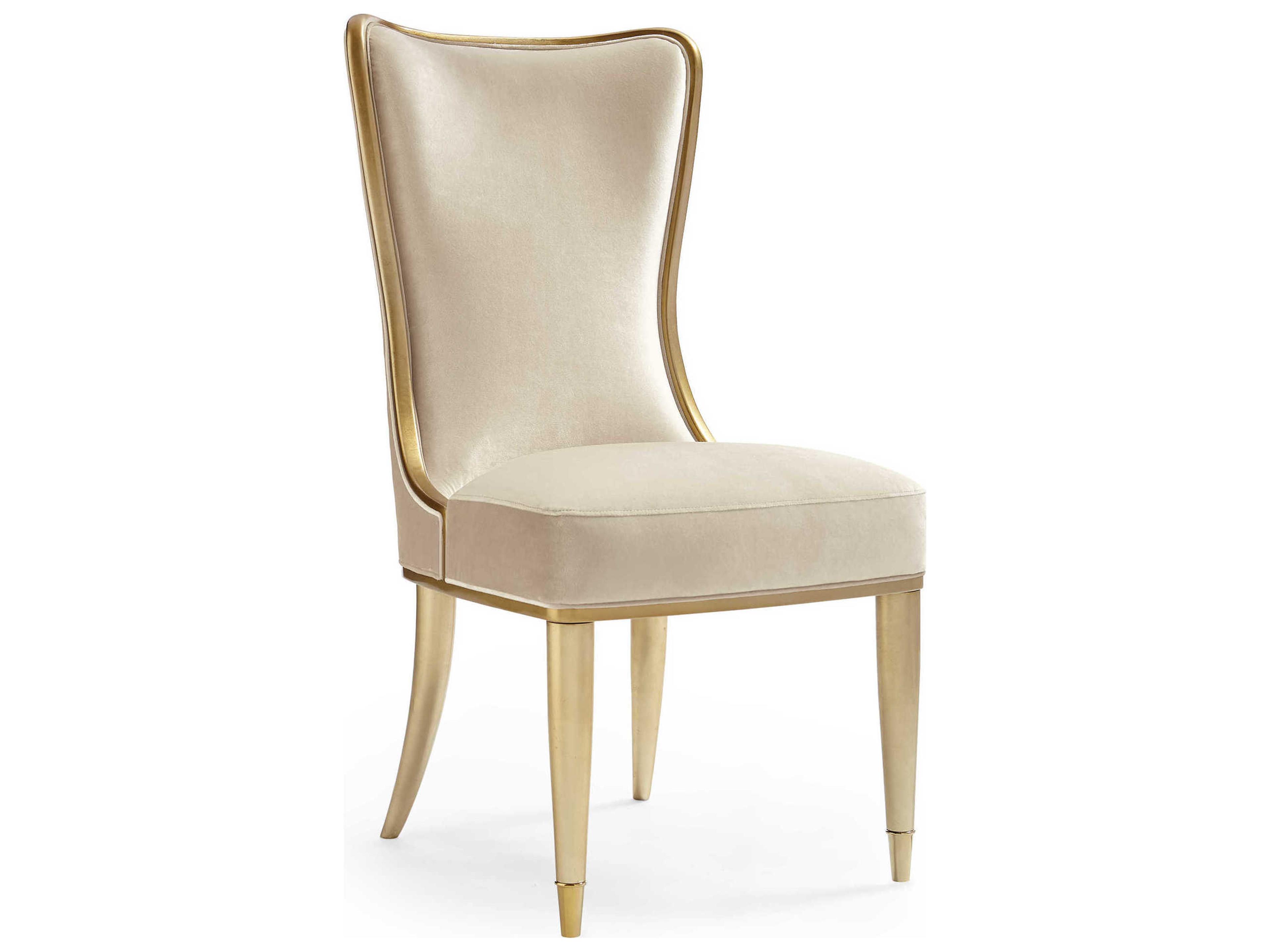 Caracole Signature Debut Sophisticates Birch Wood Beige Upholstered Side Dining Chair