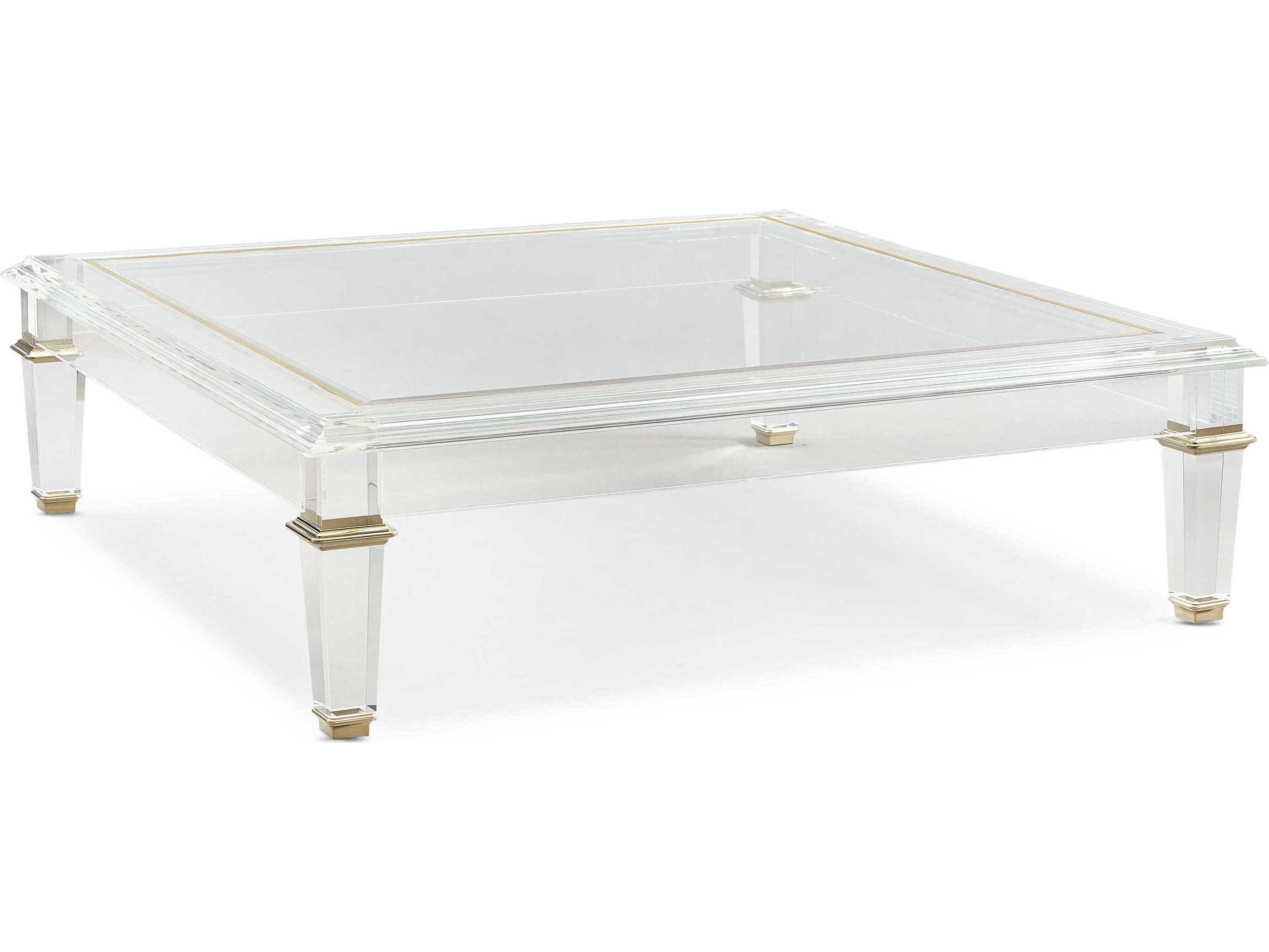 Caracole Signature Promethean Pierre Square Glass Majestic Gold Coffee Table