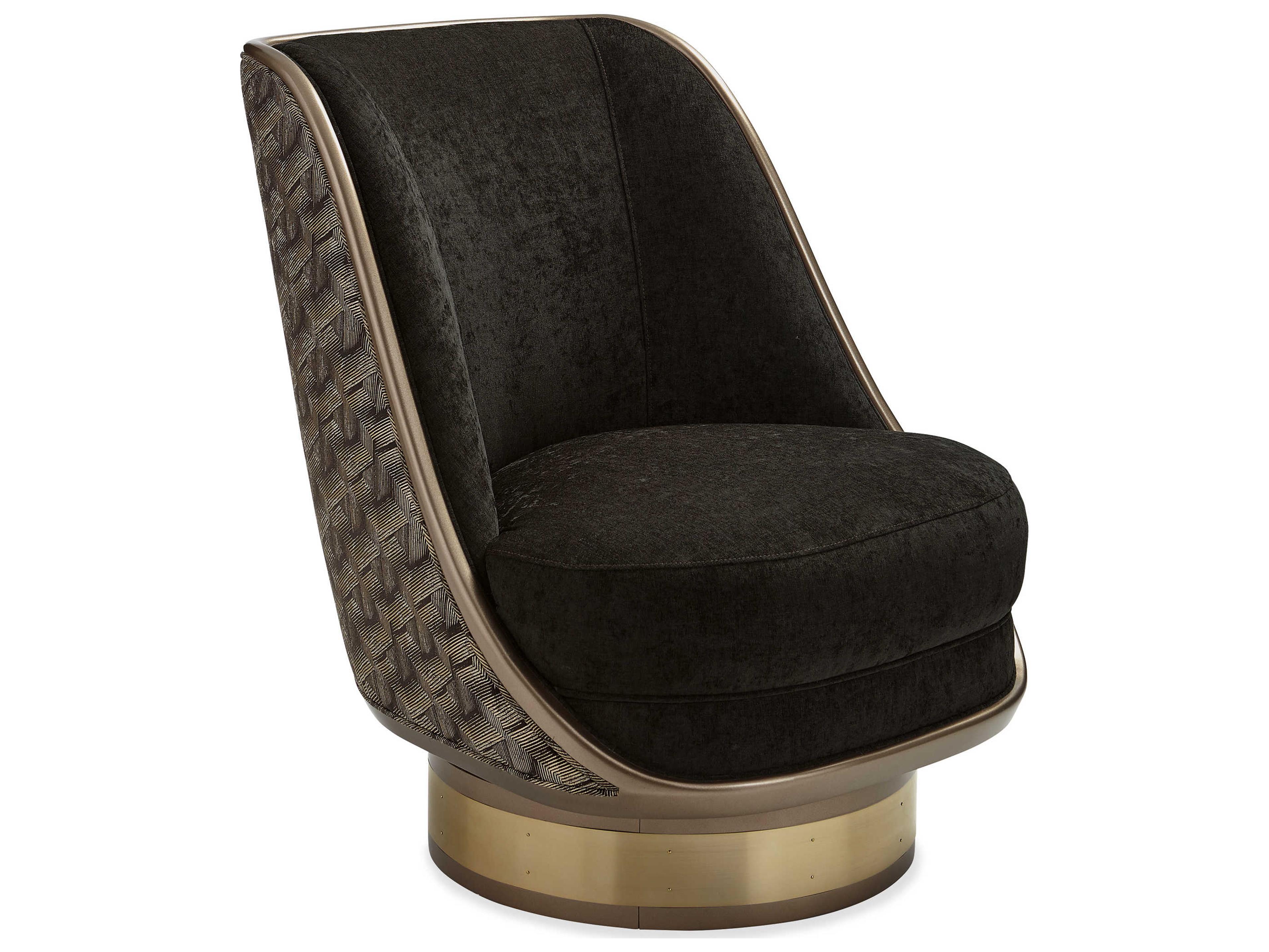 Caracole Classic Go For A Spin Swivel Black Fabric Accent Chair