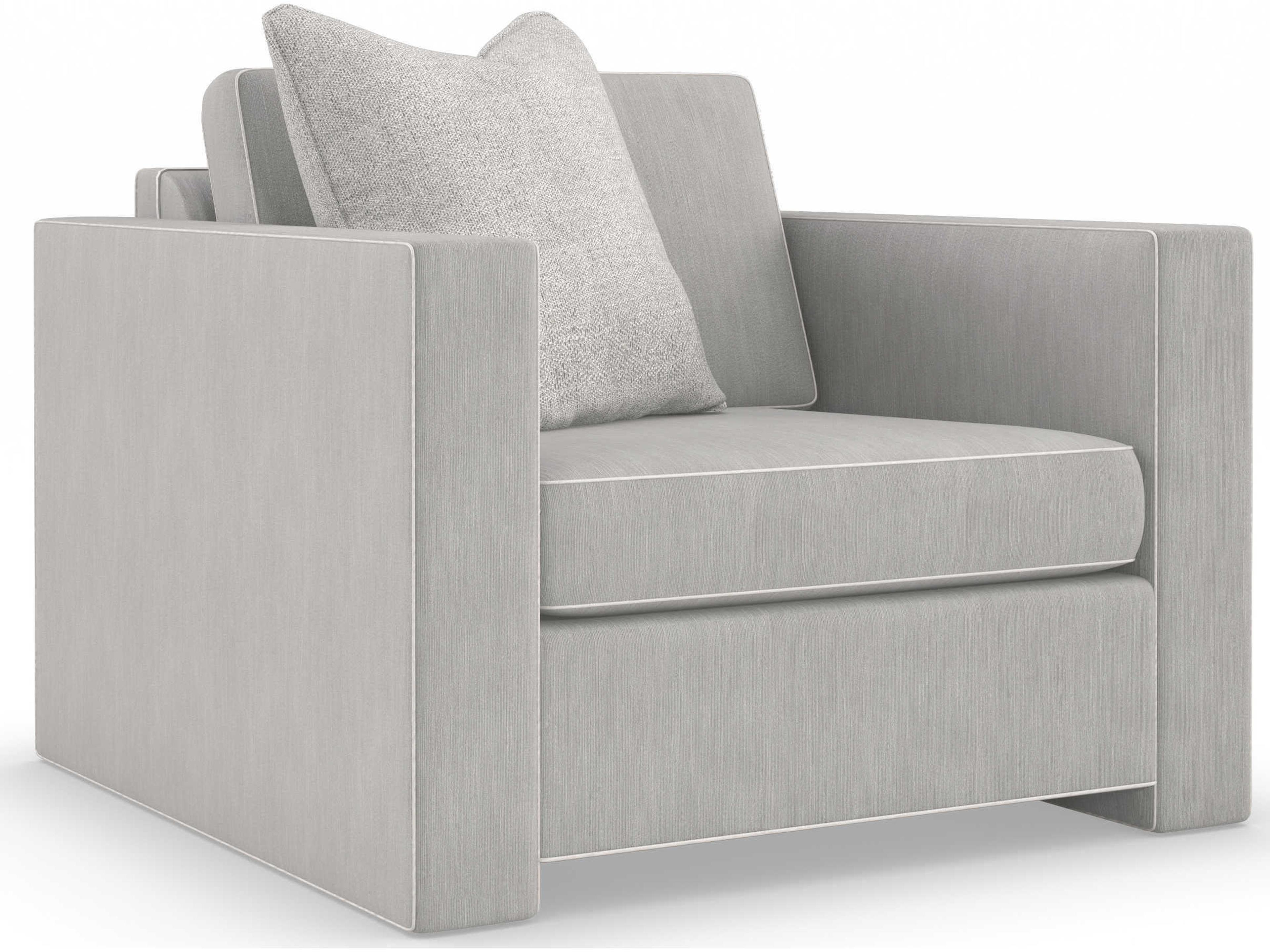 Caracole Upholstery Welt Played Gray Fabric Club Chair