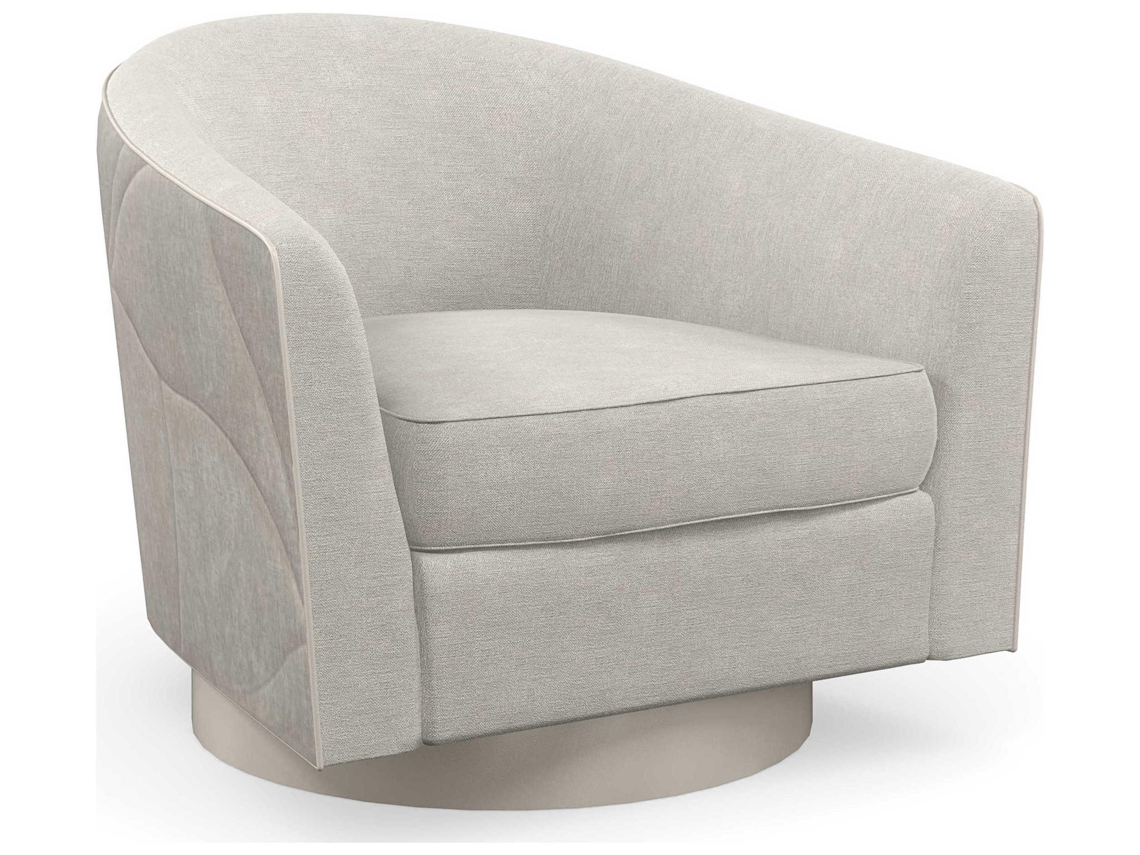 Caracole Classic Fanciful Swivel Gray Fabric Accent Chair