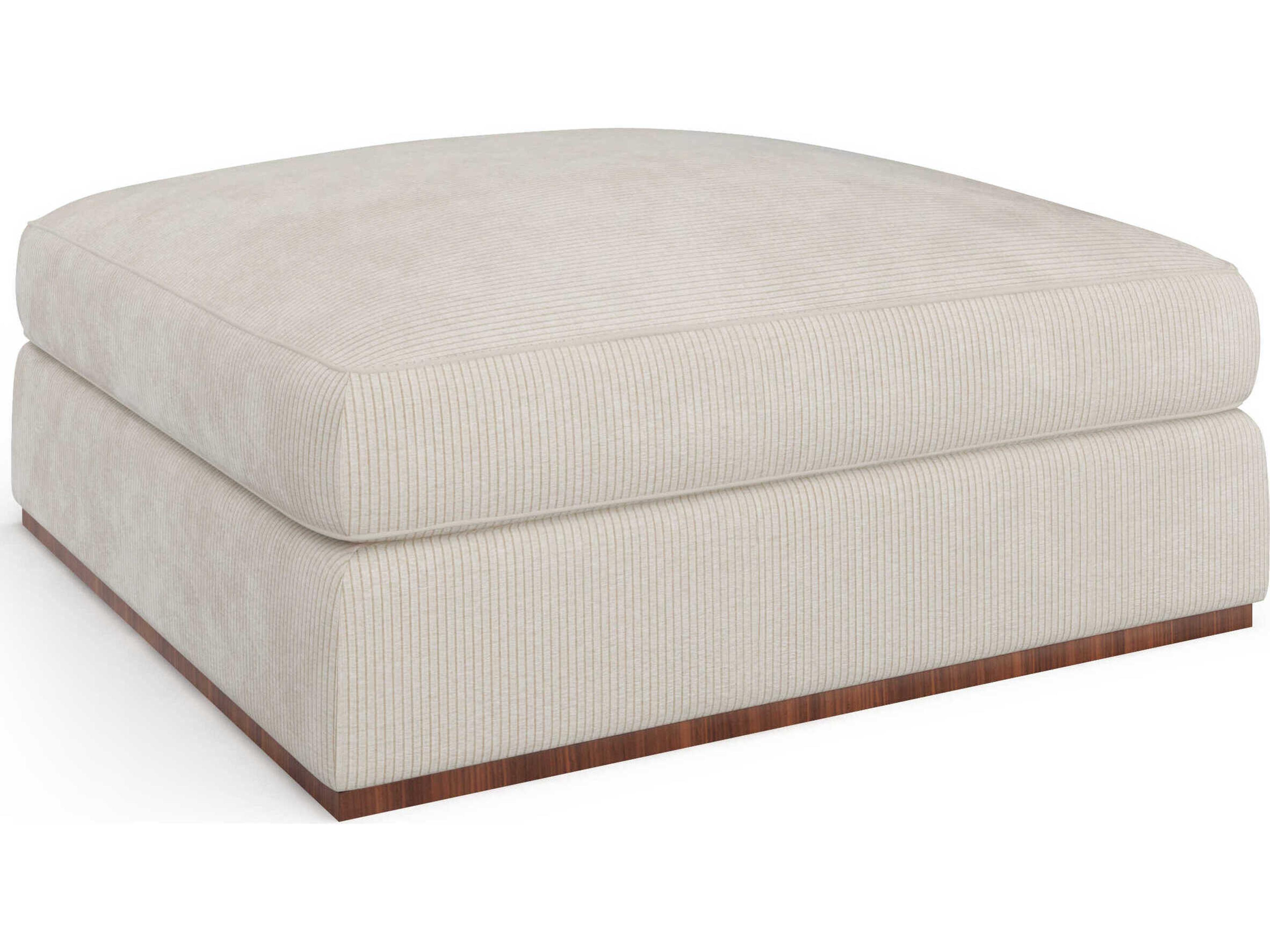 Caracole Bello Retro Walnut Cream Velvet Upholstered Ottoman