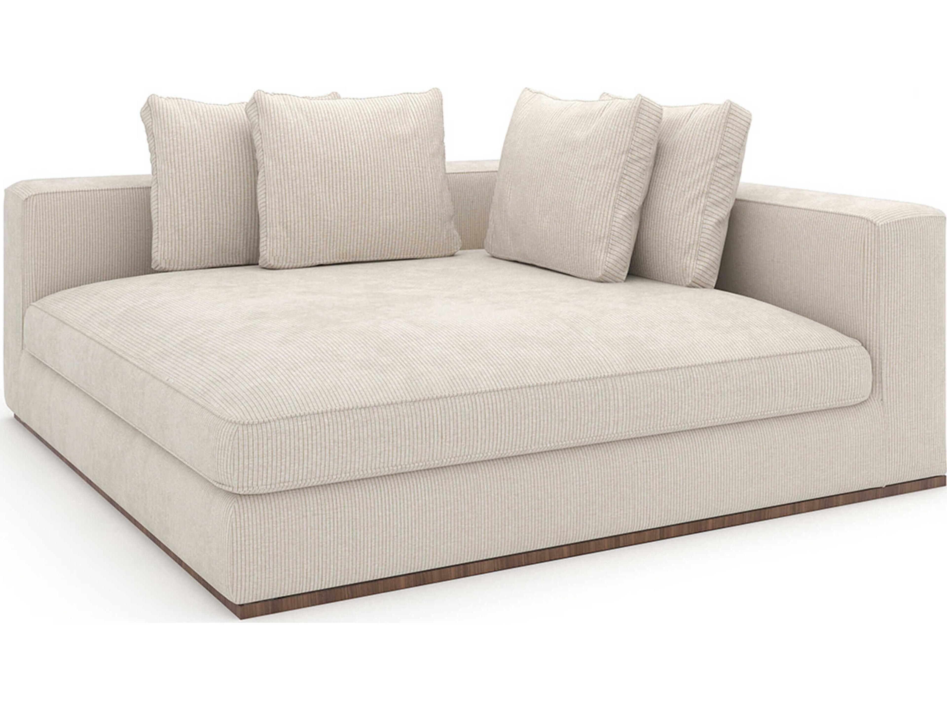 Caracole Bello Retro Walnut Cream Velvet Upholstered Chaise