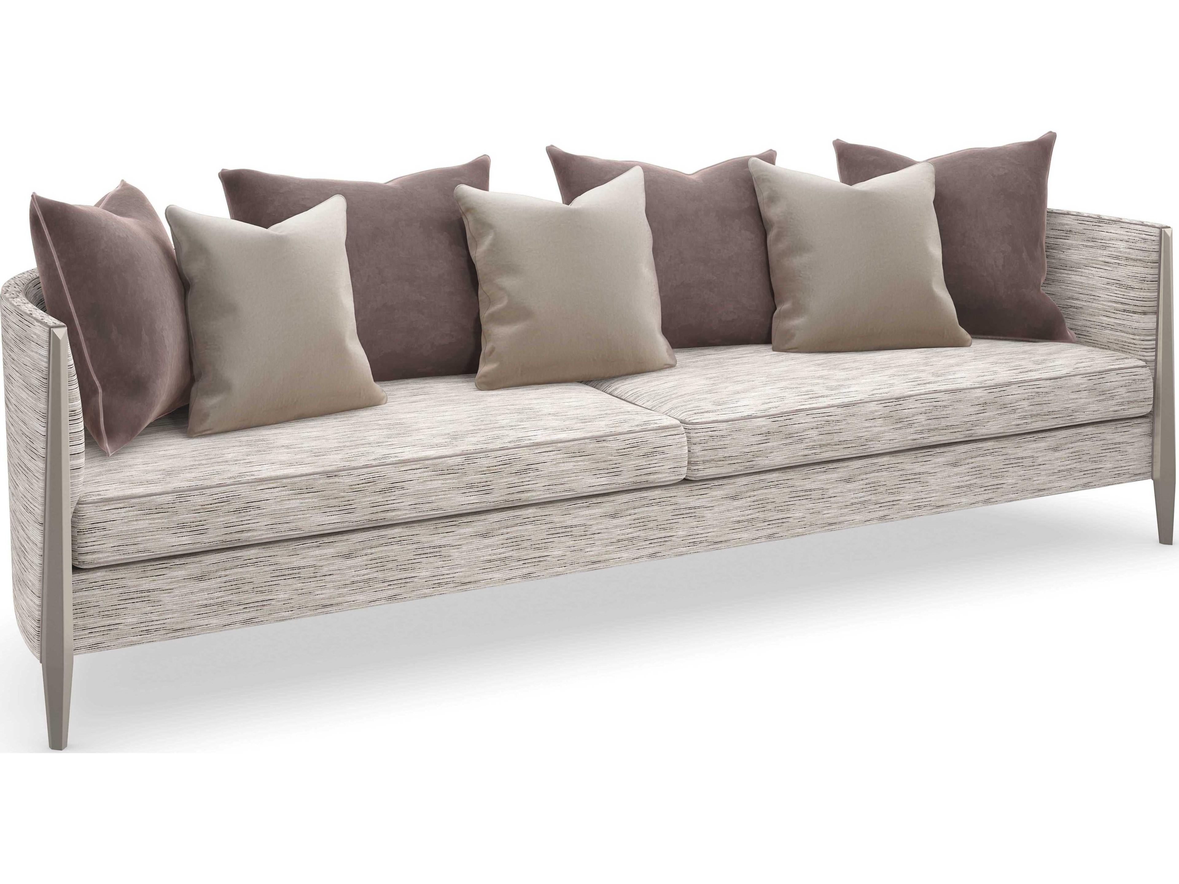 Caracole Upholstery Piping Hot Soft Silver Paint Upholstered Sofa